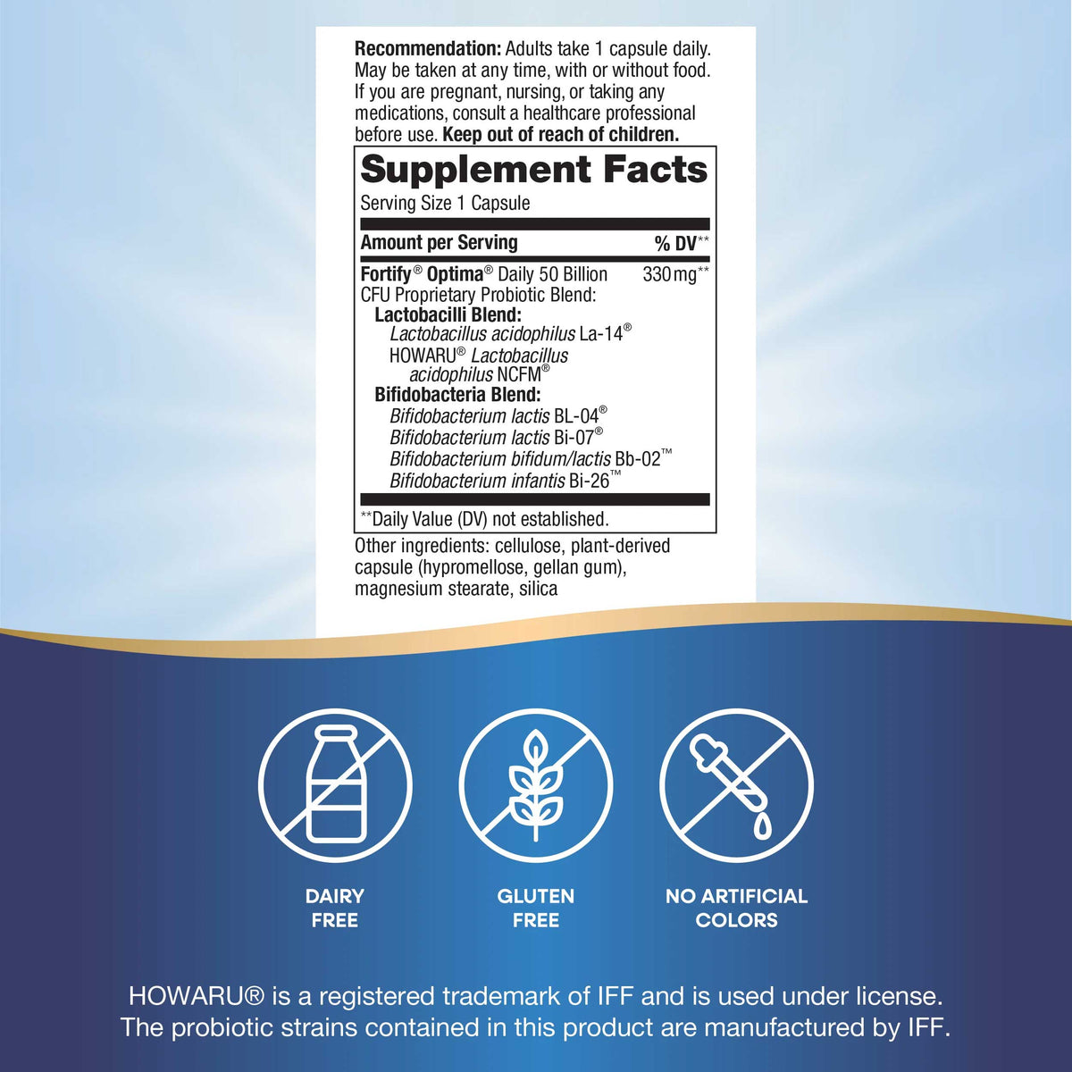 Nature's Way Fortify Optima Advanced Care Probiotic Adult (50 Billion) Ingredients