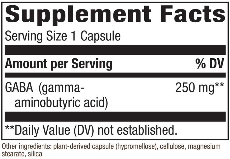 Nature's Way GABA (Formerly Enymatic Therapy GABA) Ingredients