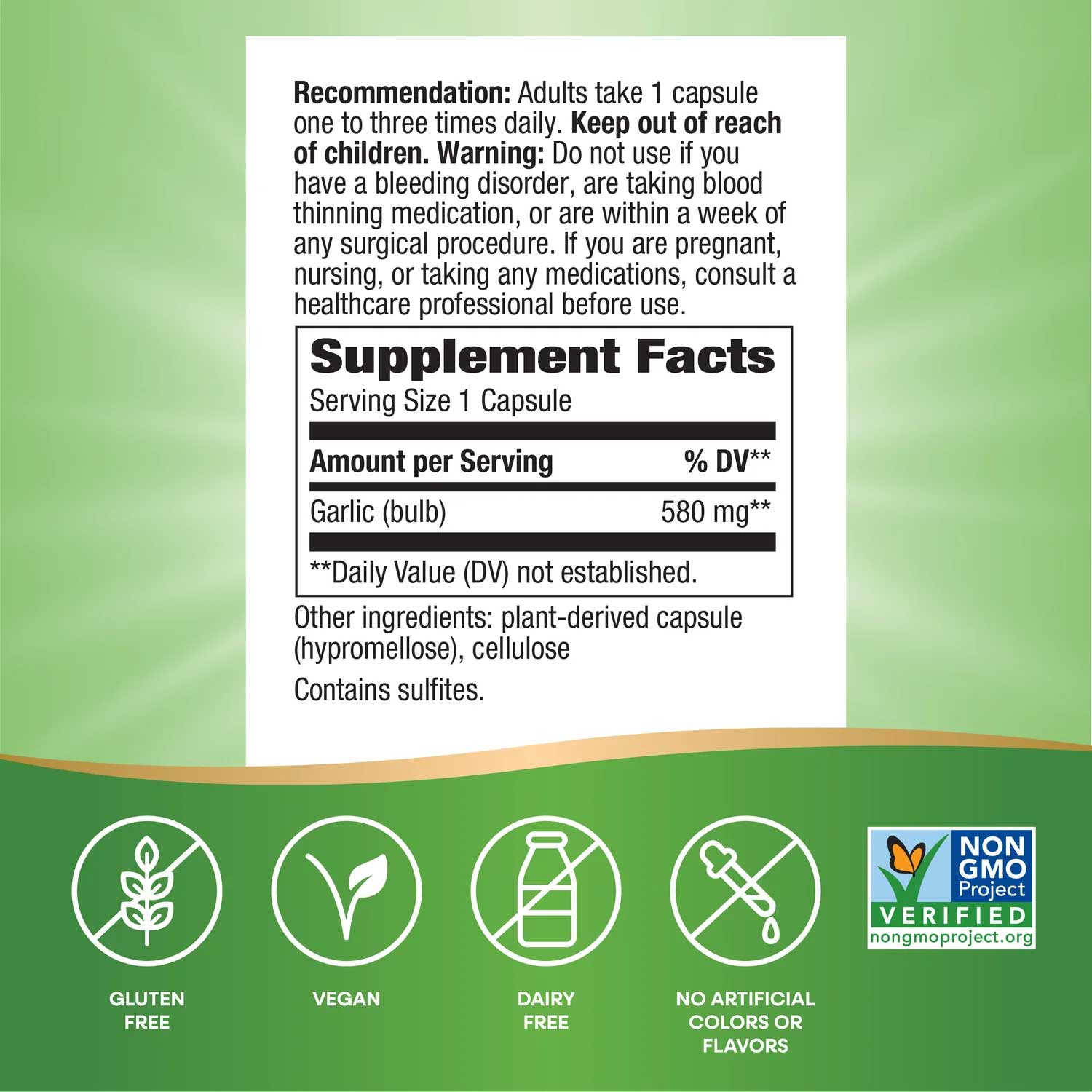 Nature's Way Garlic Bulb Ingredients