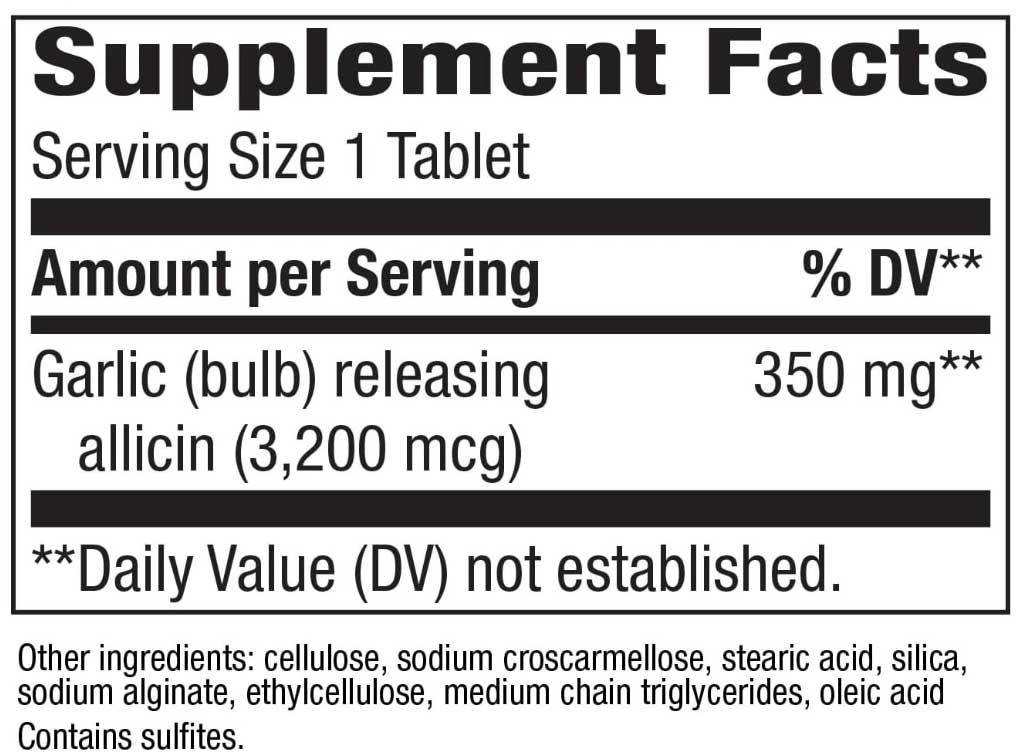 Nature's Way Garlicin Cardio Ingredients