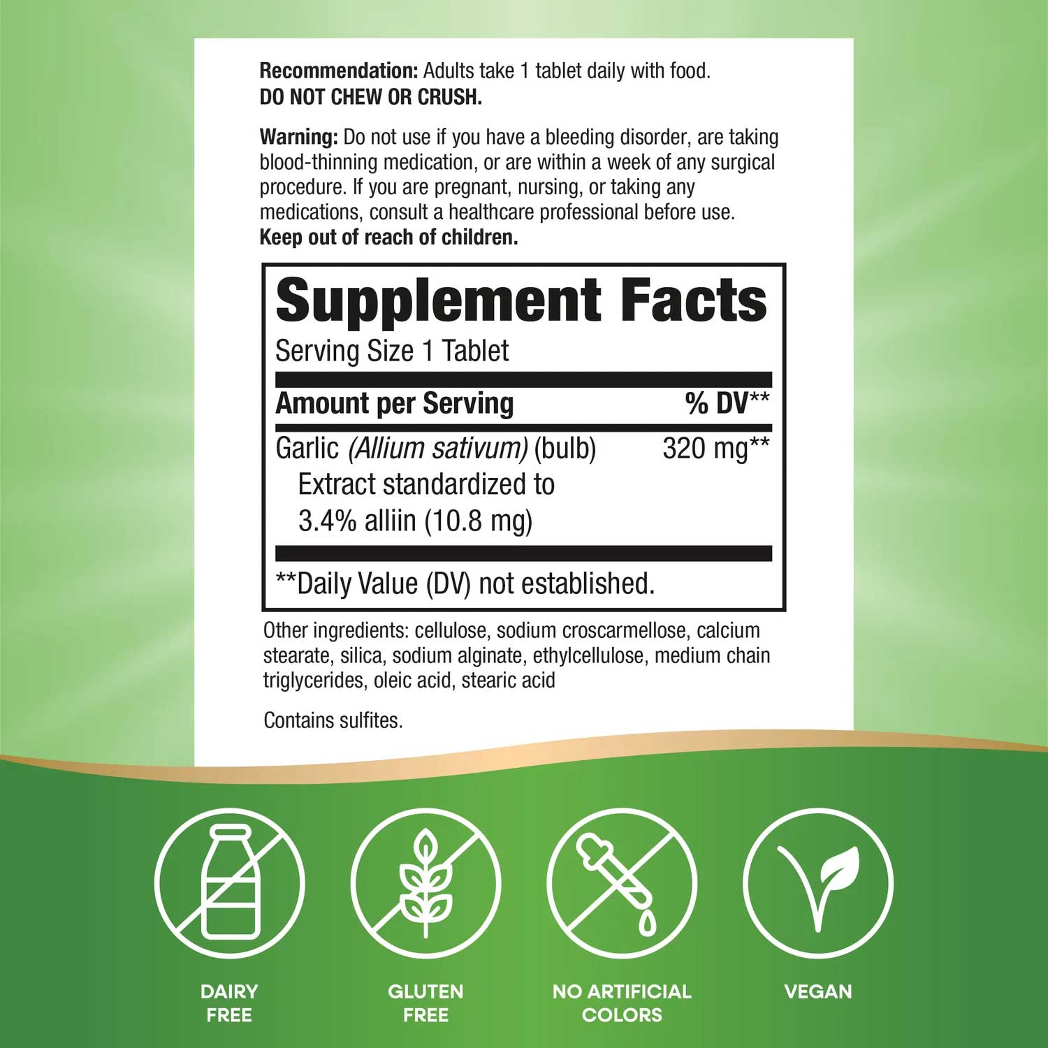 Nature's Way Garlinase 5000 Ingredients