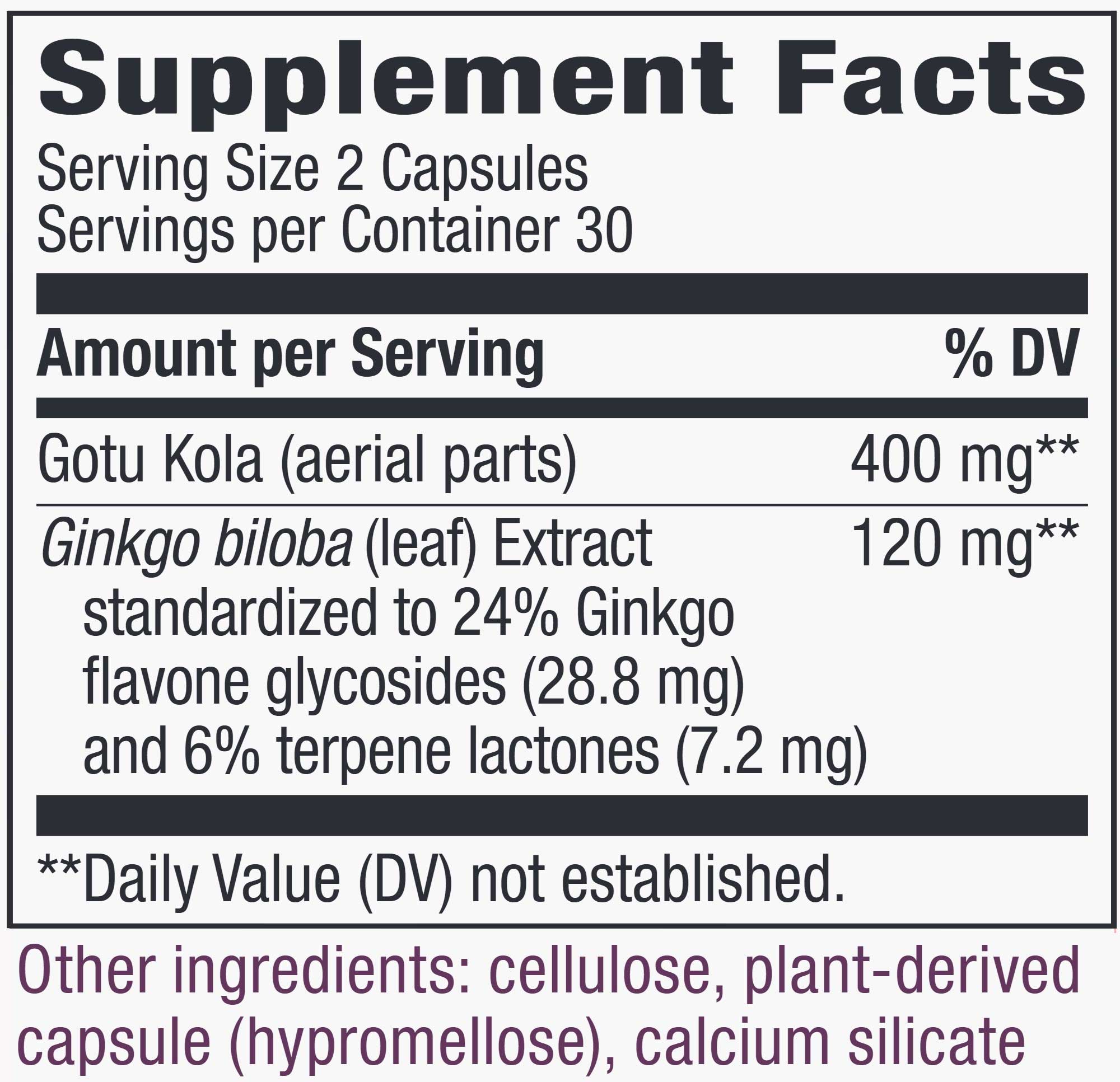 Nature's Way Ginkgo Ingredients