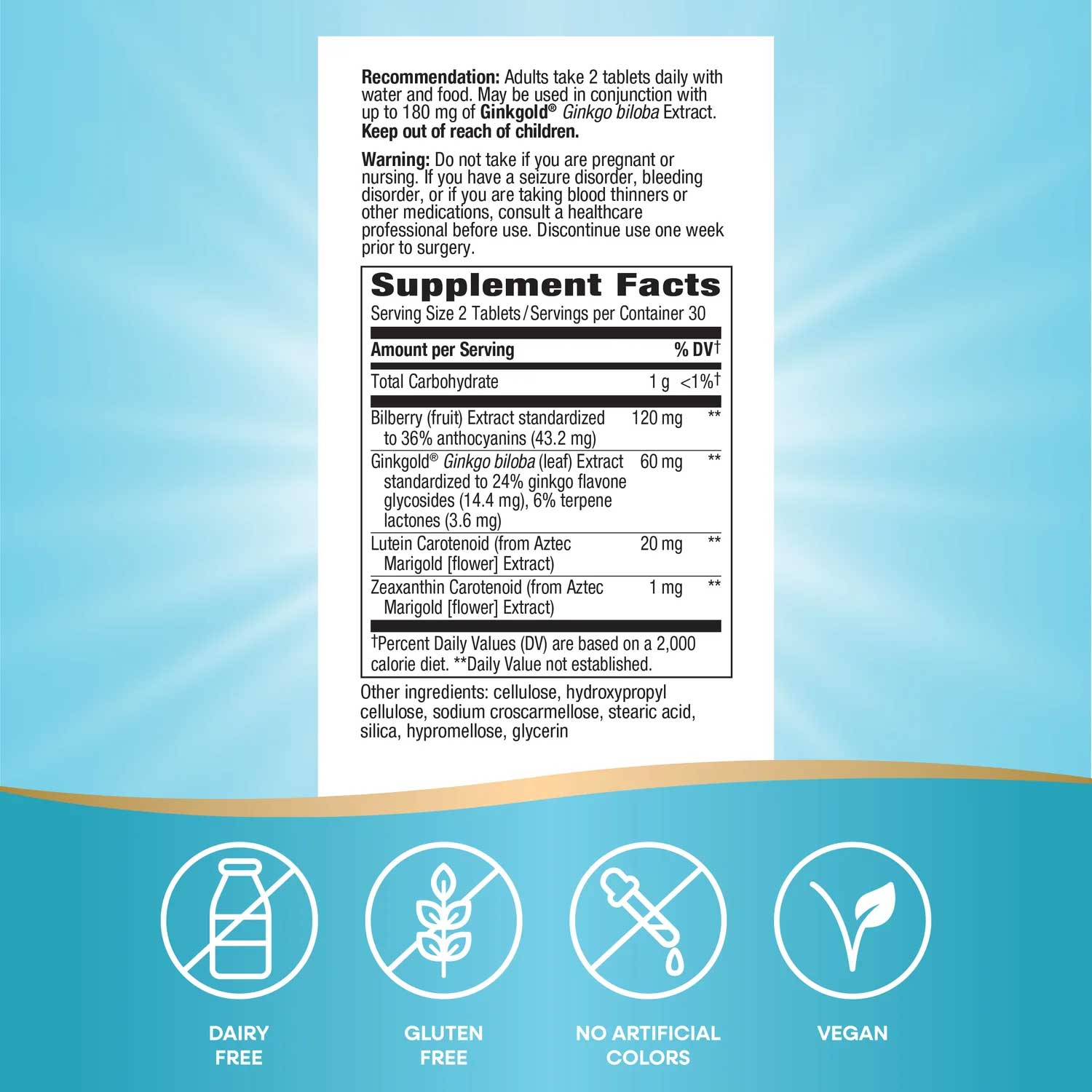 Nature's Way Ginkgold Eyes Ingredients