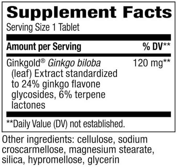 Nature's Way Ginkgold Max 120 mg Ingredients