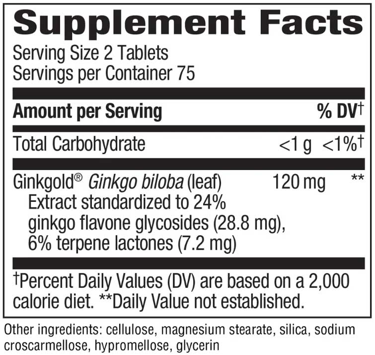 Nature's Way Ginkgold Ingredients