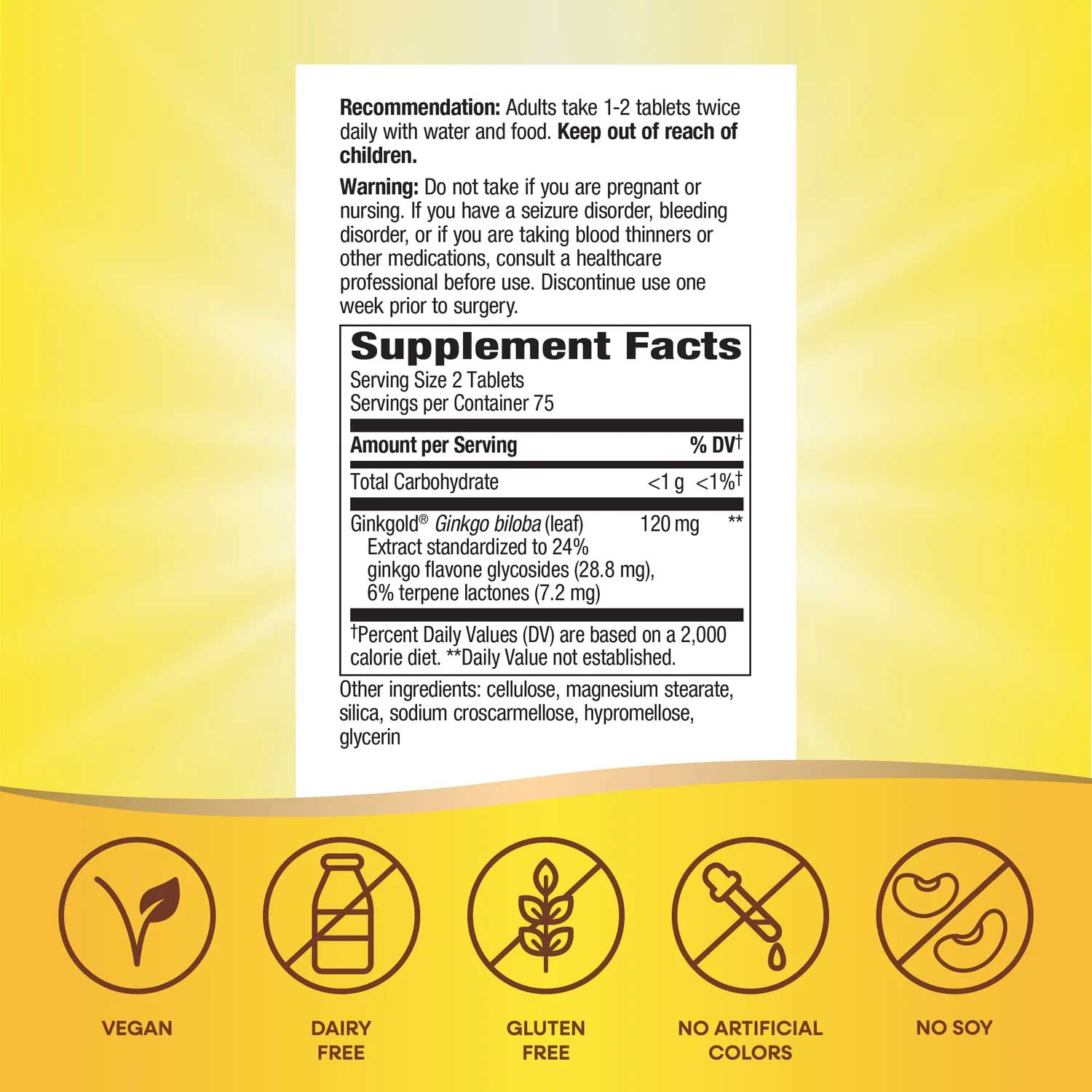 Nature's Way Ginkgold Ingredients