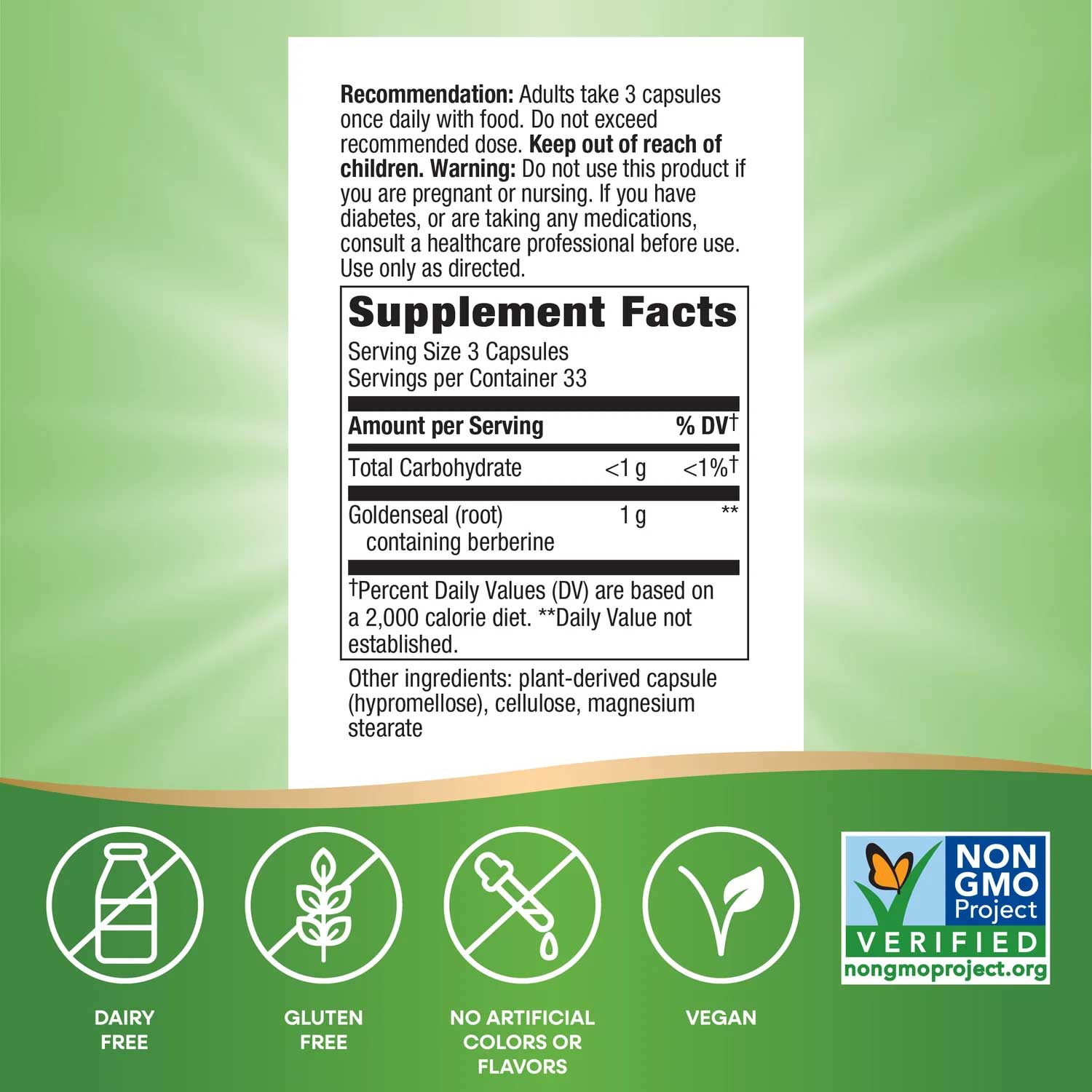 Nature's Way Goldenseal Root Ingredients