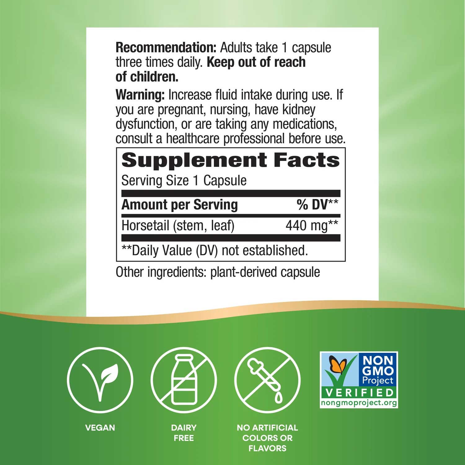 Nature's Way Horsetail Grass Ingredients