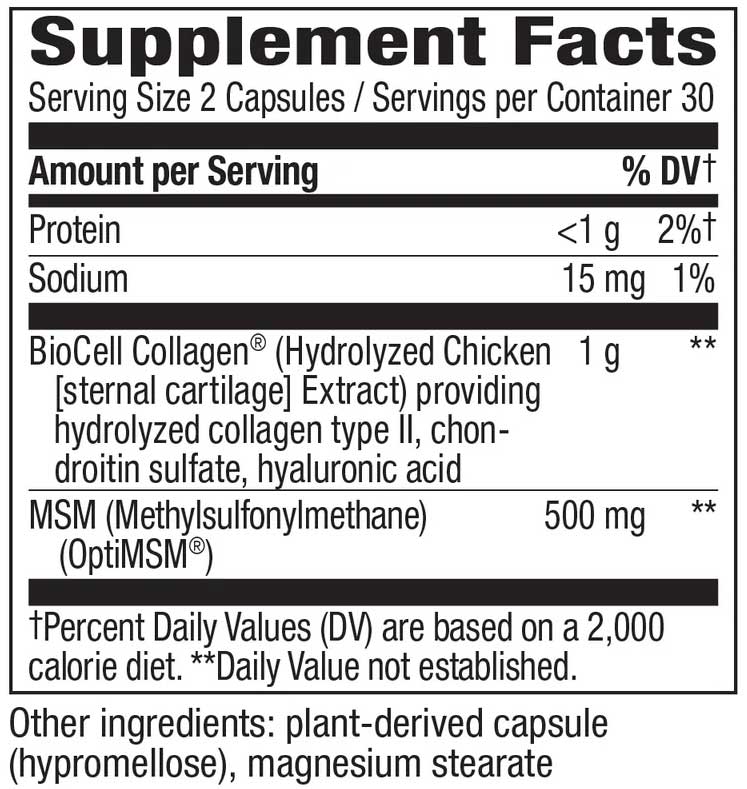 Nature's Way Hydraplenish with MSM Ingredients