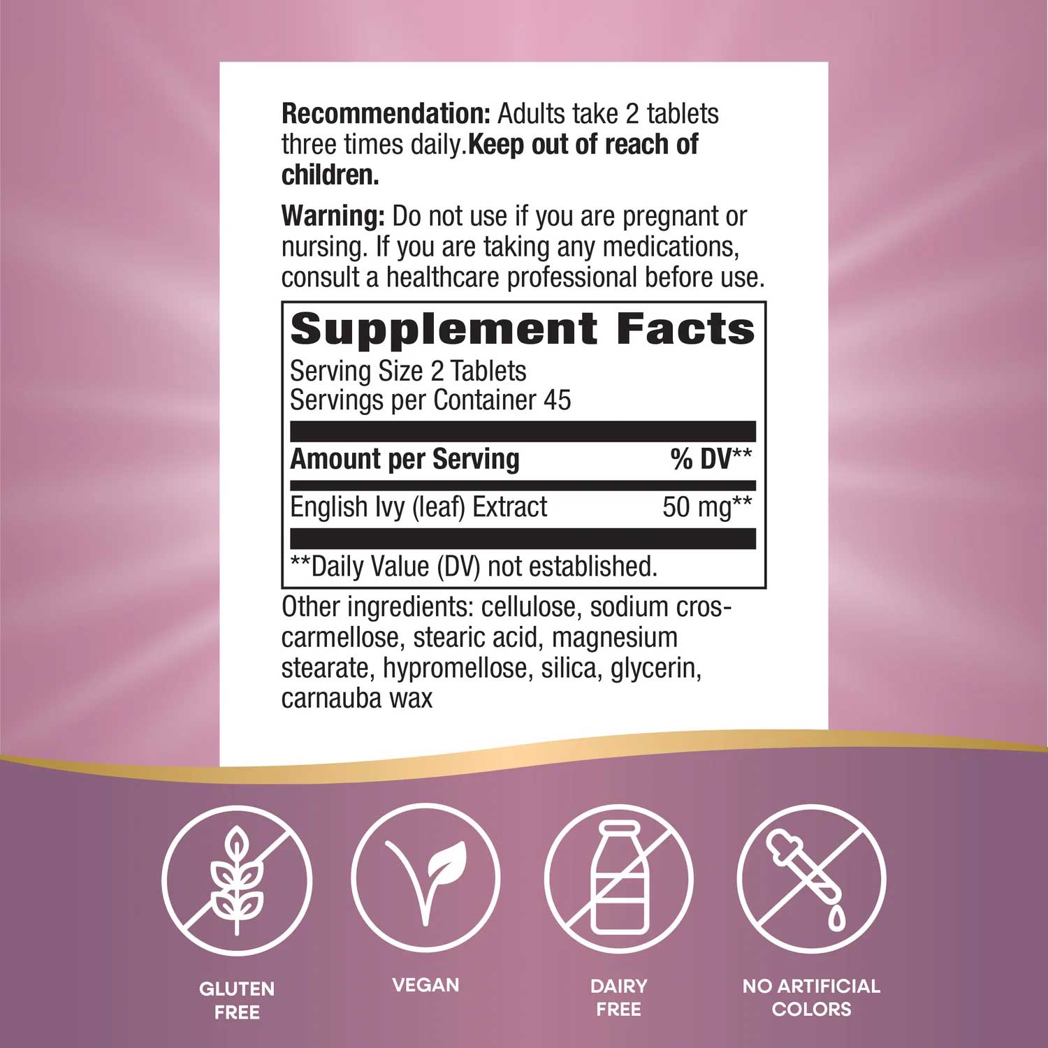 Nature's Way Ivy Extract Ingredients