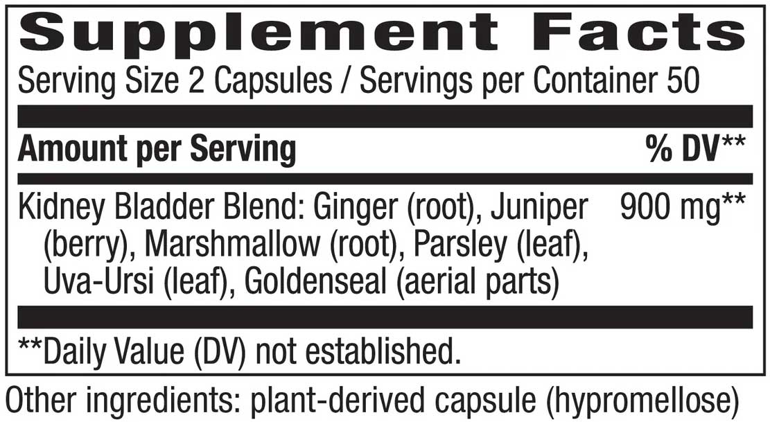 Nature's Way Kidney Bladder Ingredients