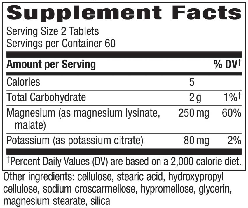 Nature's Way Krebs Magnesium Potassium Complex Ingredients