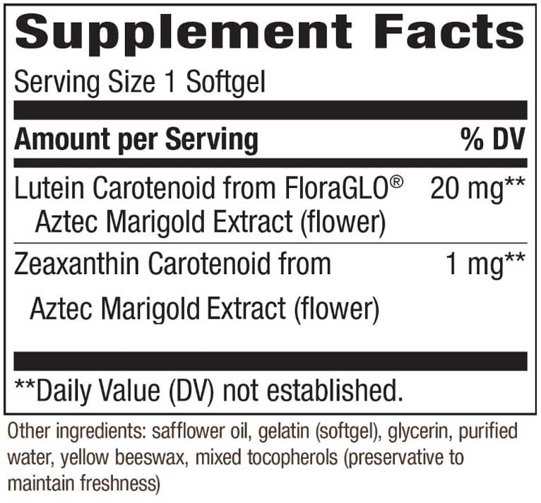 Nature's Way Lutein Ingredients