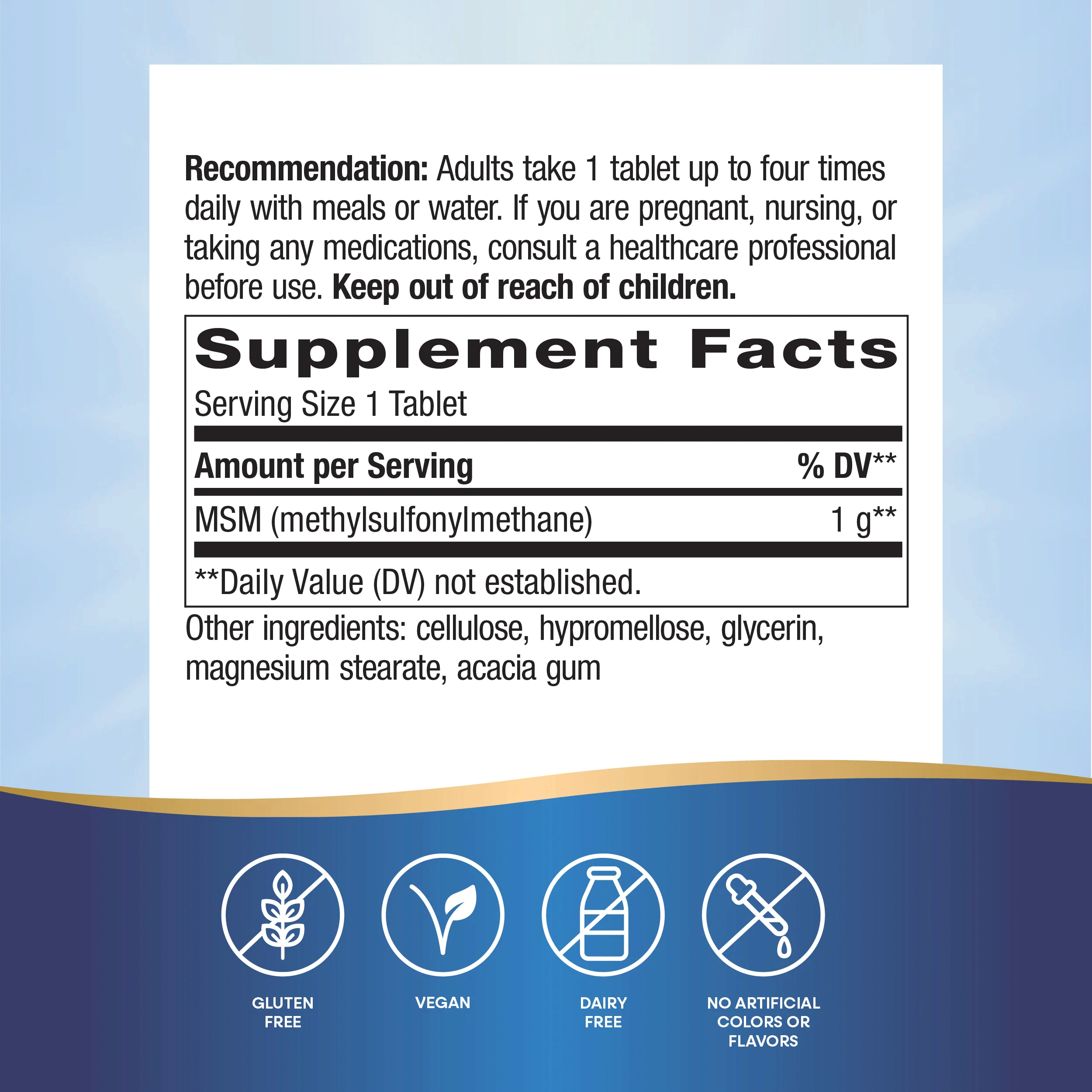Nature's Way MSM 1000 mg Ingredients