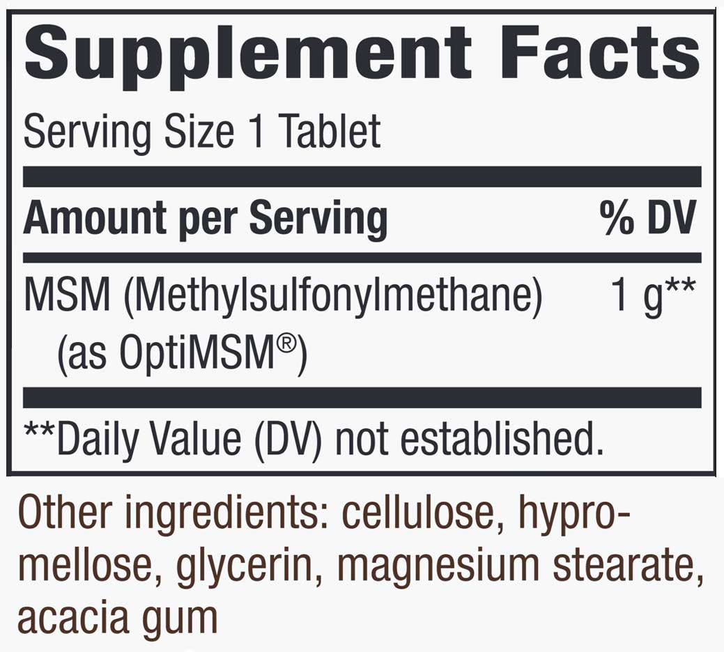 Nature's Way MSM 1000 mg Ingredients