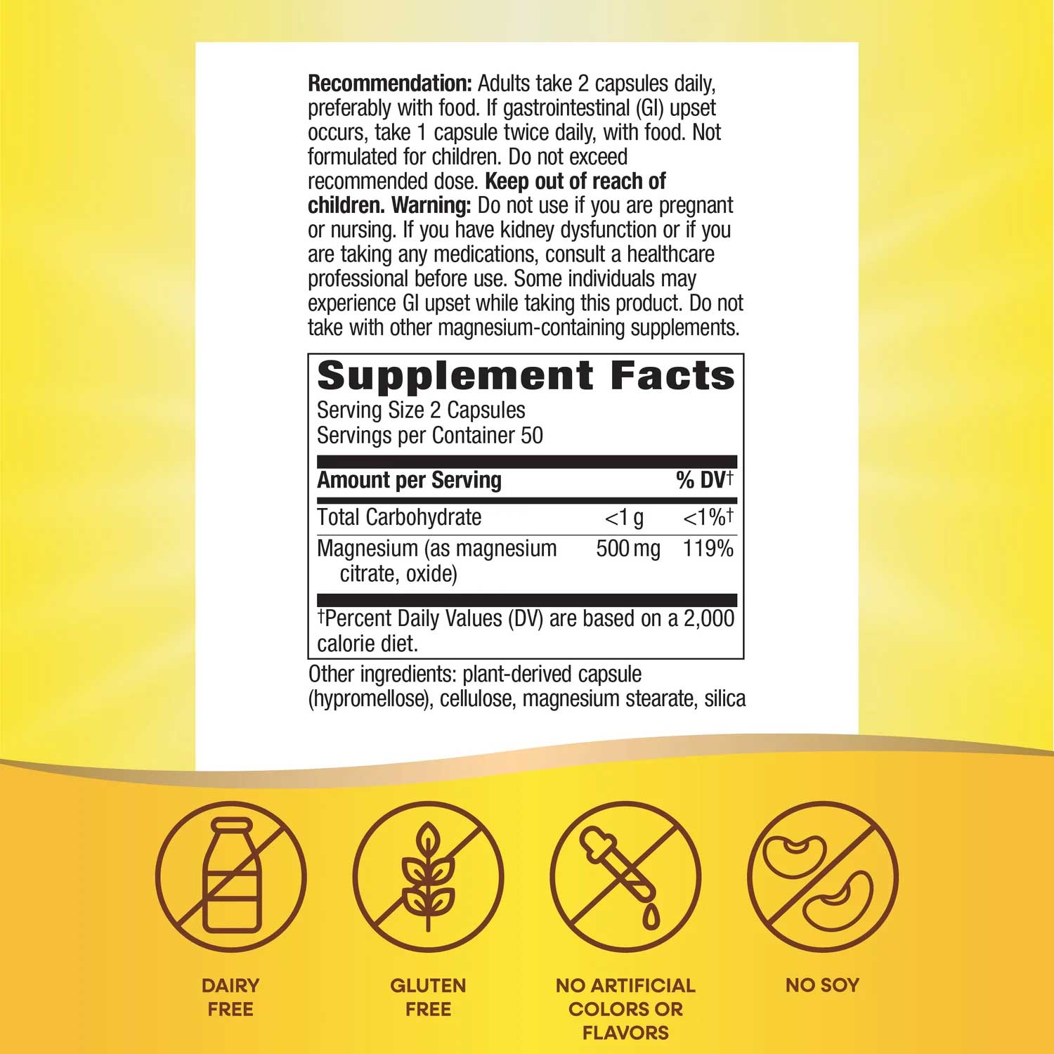 Nature's Way Magnesium Complex High Potency Ingredients