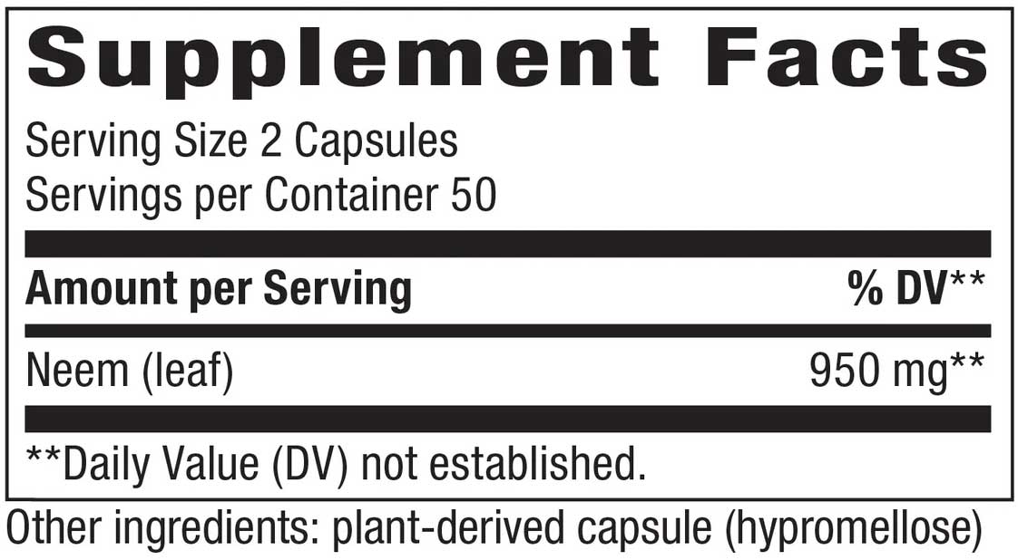 Nature's Way Neem Leaf Ingredients