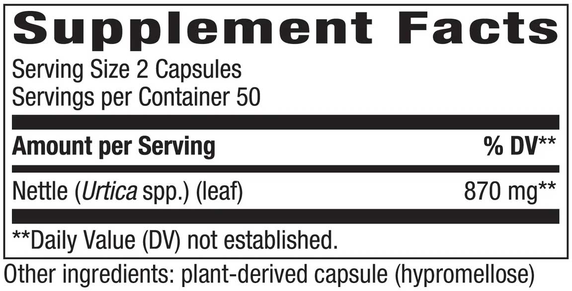 Nature's Way Nettle Leaf Ingredients