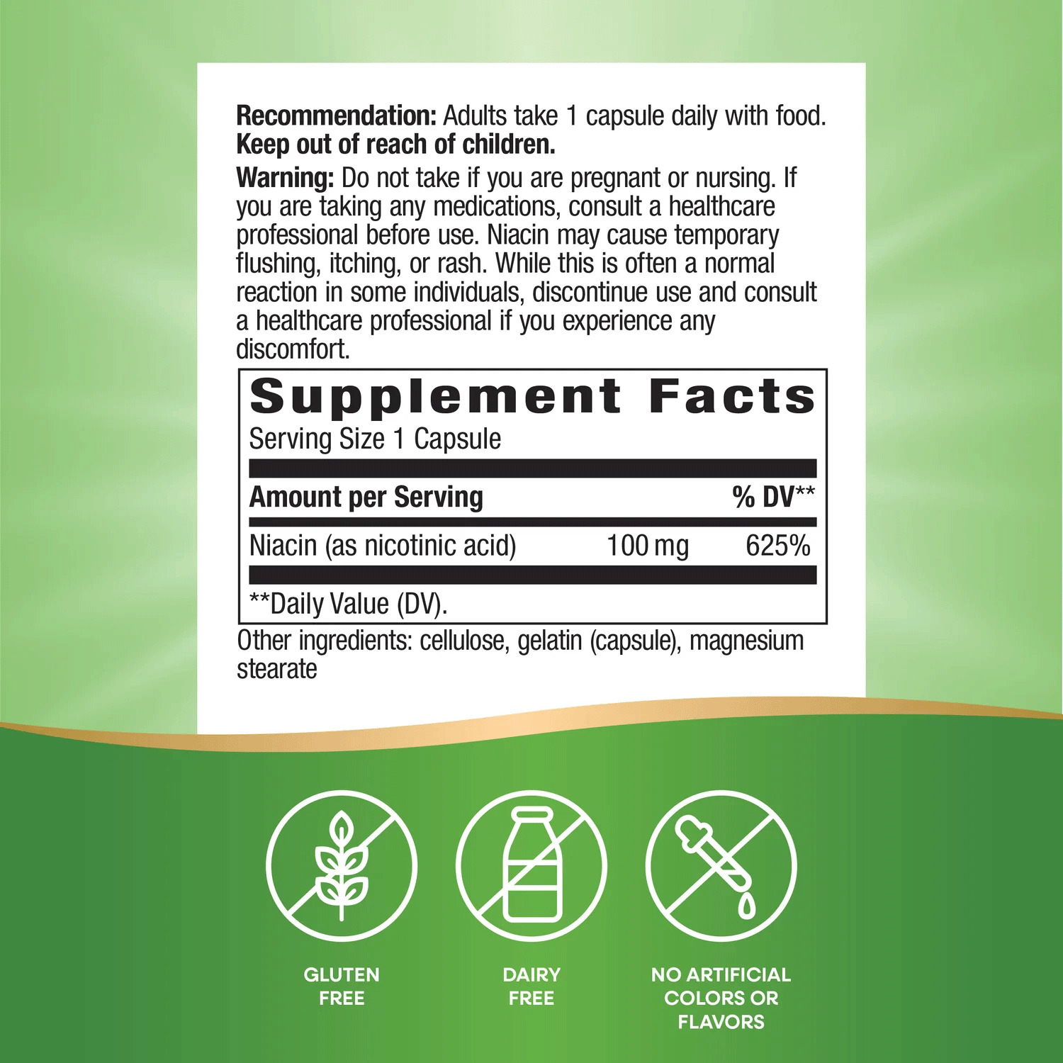 Nature's Way Niacin Vitamin B3 Ingredients