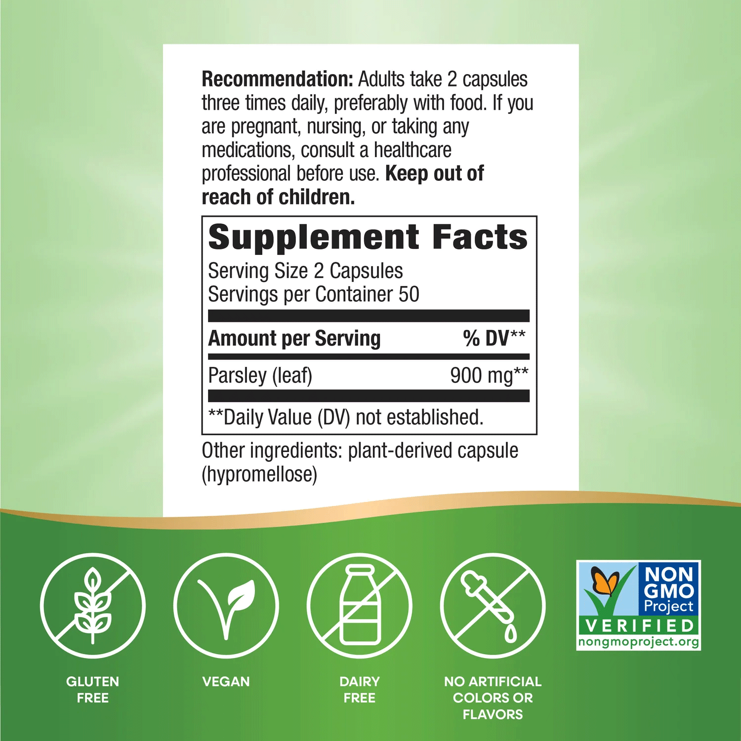 Nature's Way Parsley Leaf Ingredients