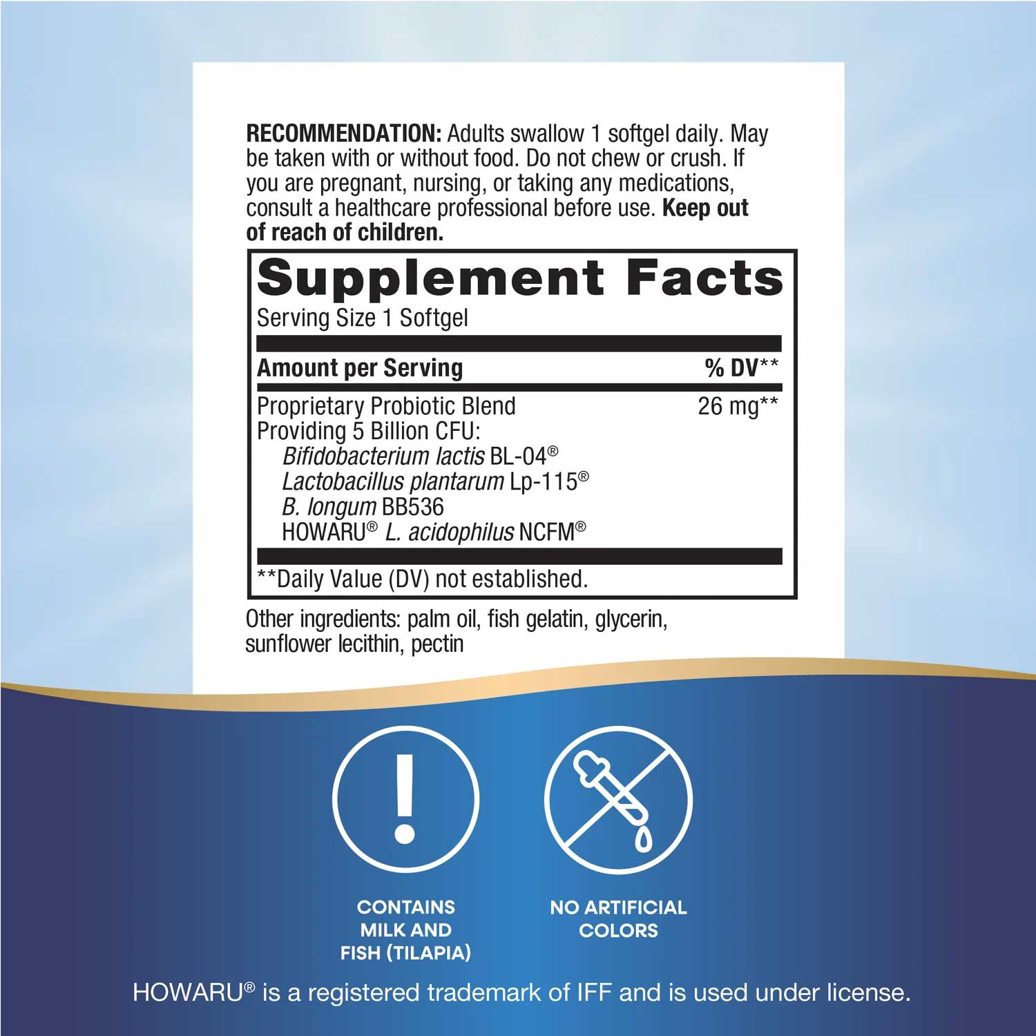 Nature's Way Pearls® Elite™ Probiotics (Formerly Elite Extra Strength Probiotic Pearls) Ingredients