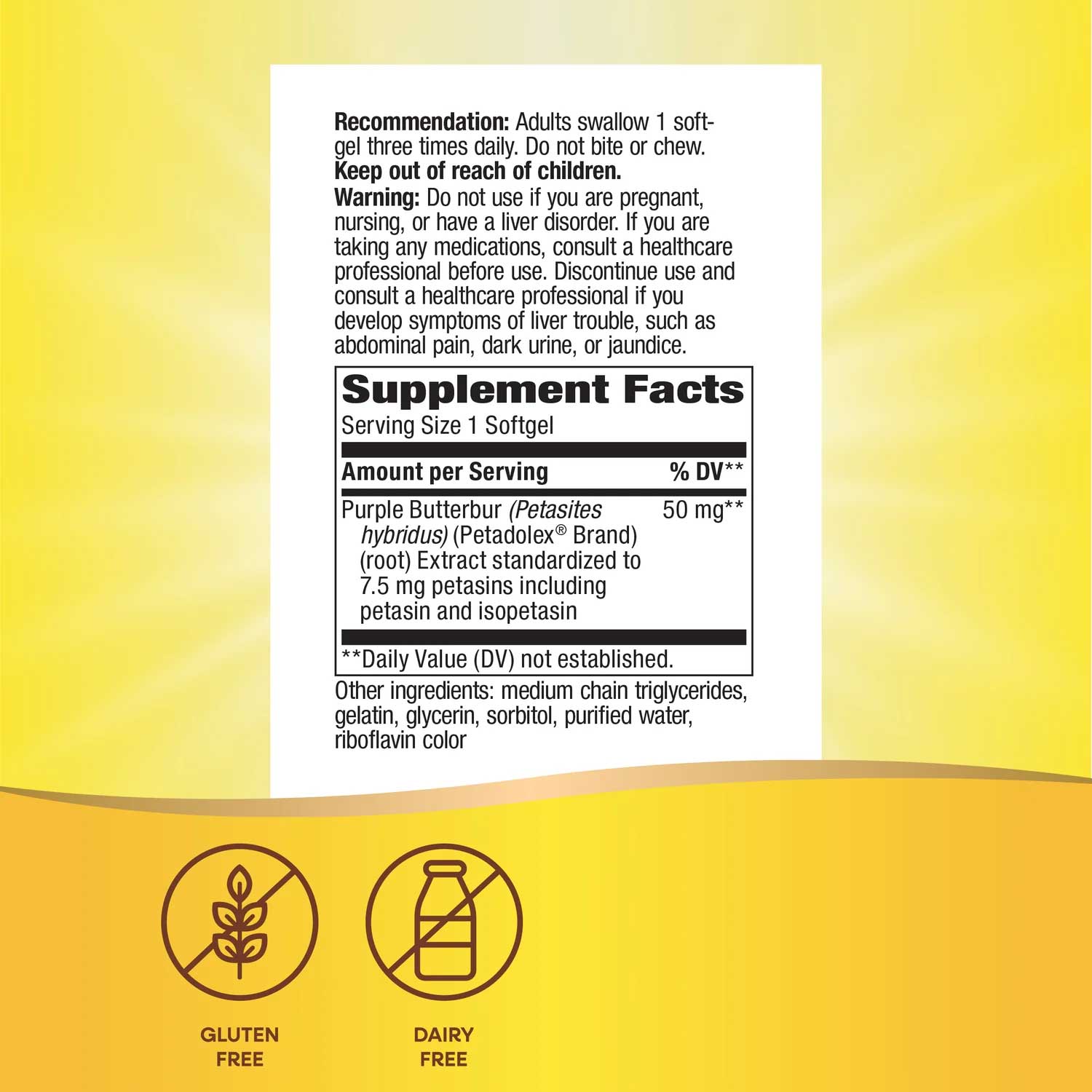 Nature's Way Petadolex Pro-Active Ingredients