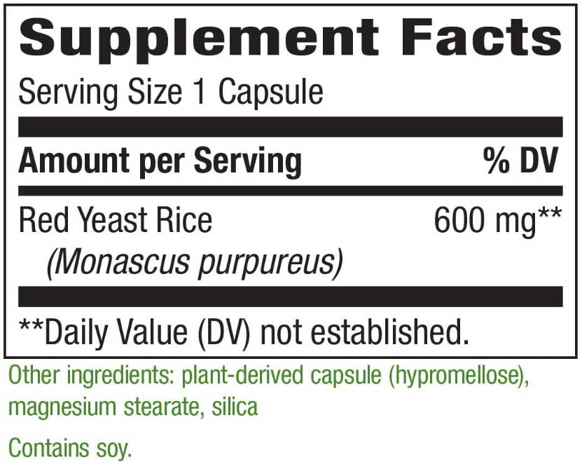 Nature's Way Red Yeast Rice Ingredients