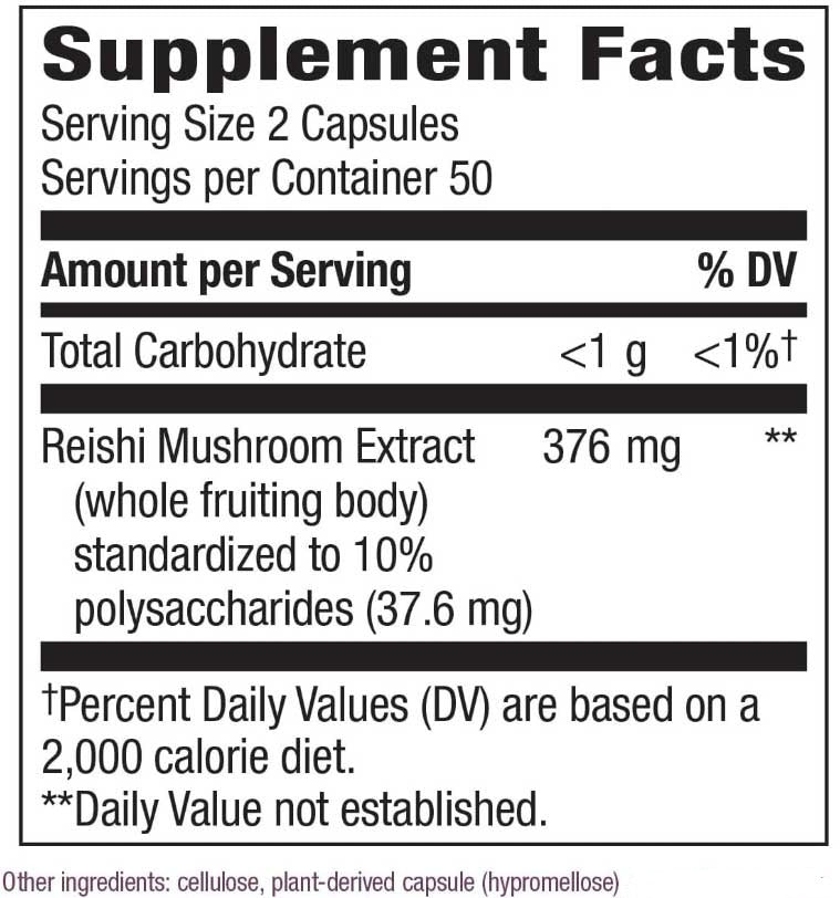 Nature's Way Reishi Mushroom Premium Extract Ingredients