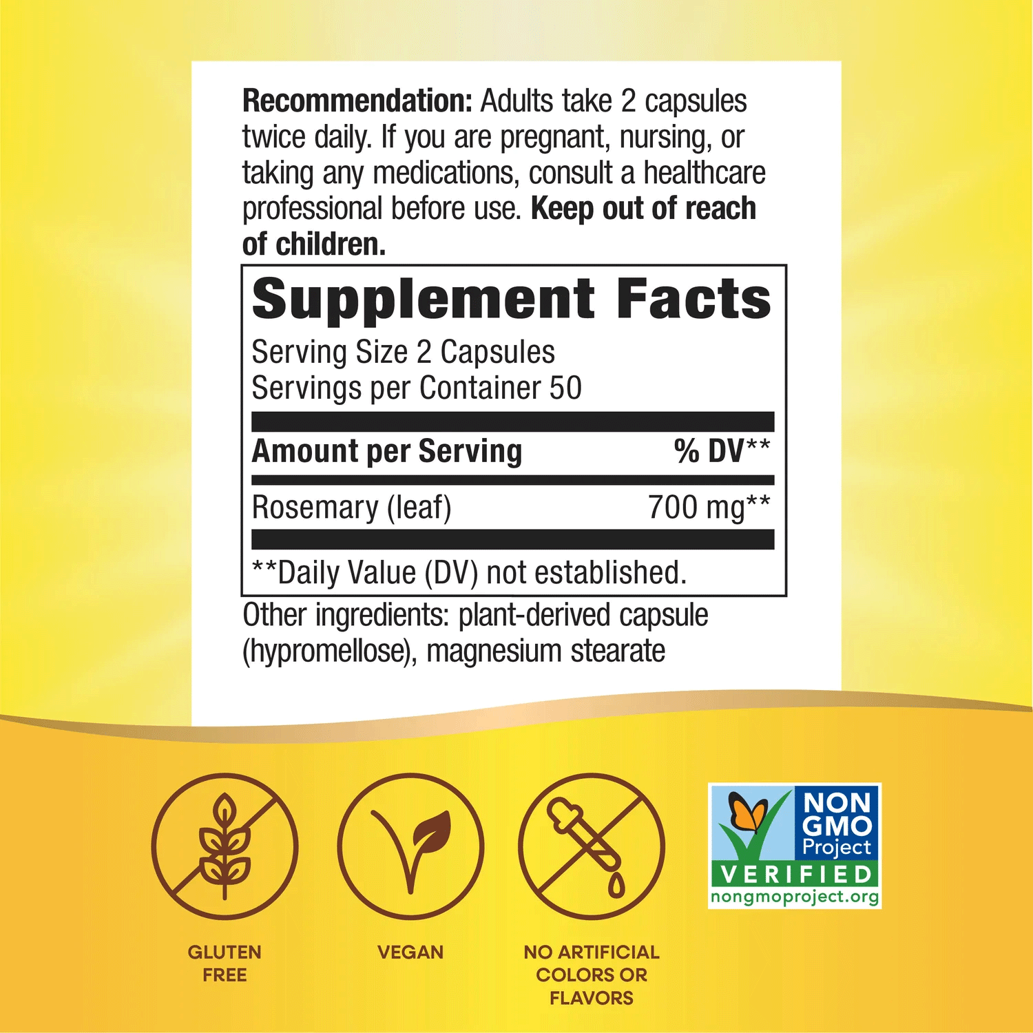 Nature's Way Rosemary Leaf Ingredients