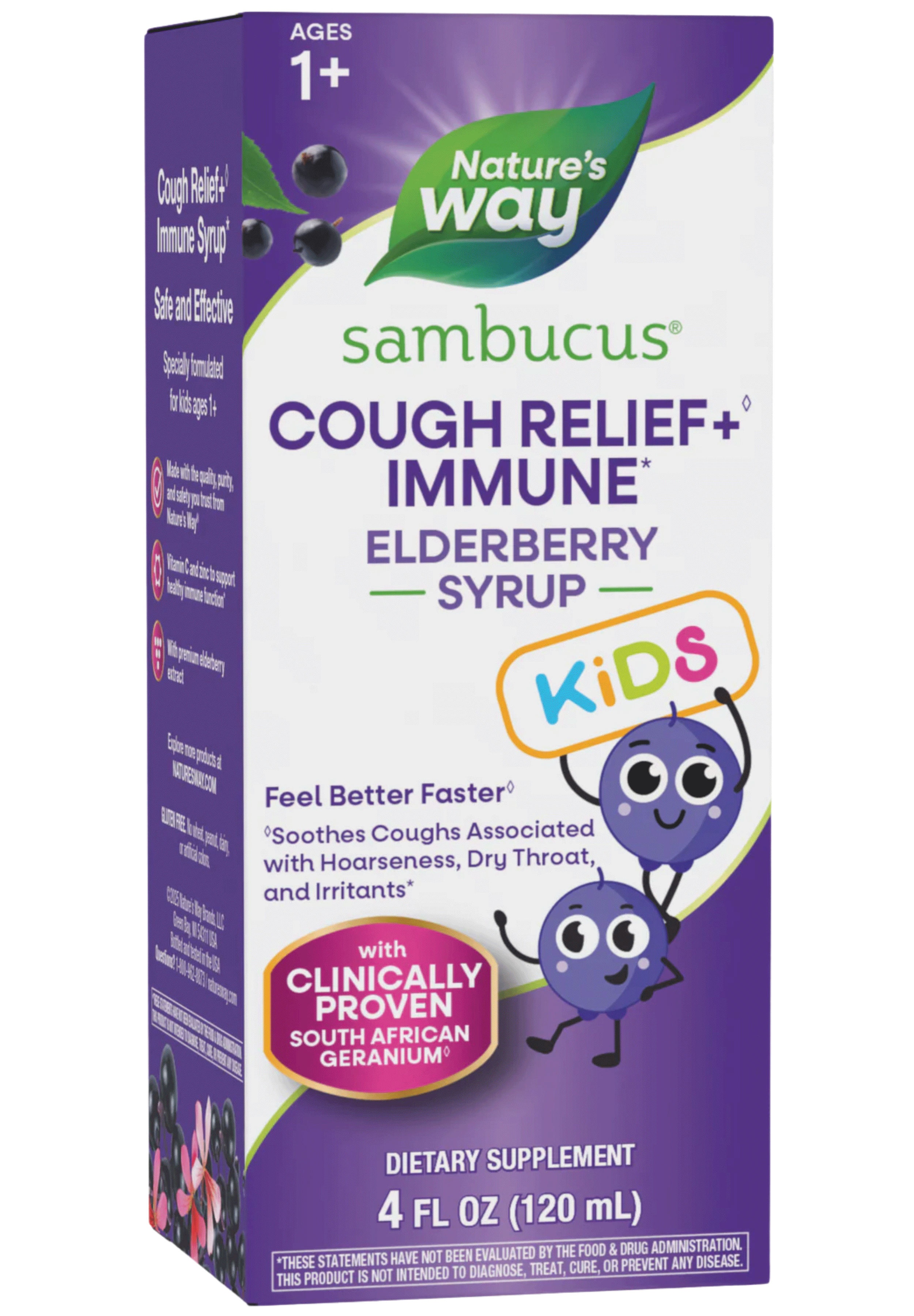 Nature's Way Sambucus Cough Relief + Immune Elderberry Syrup For Kids