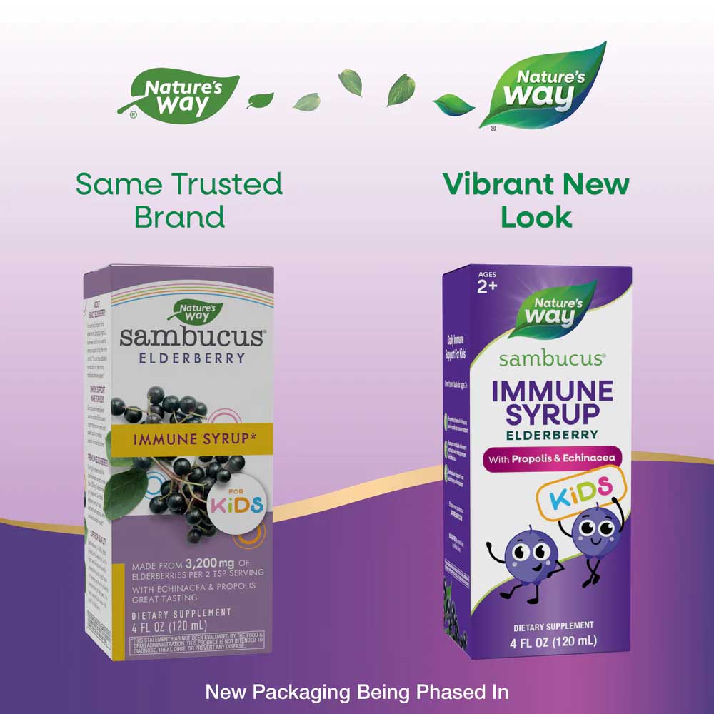 Nature's Way Sambucus Immune Syrup for Kids (Formerly Nature's Way Sambucus for Kids Berry Flavored) New Look