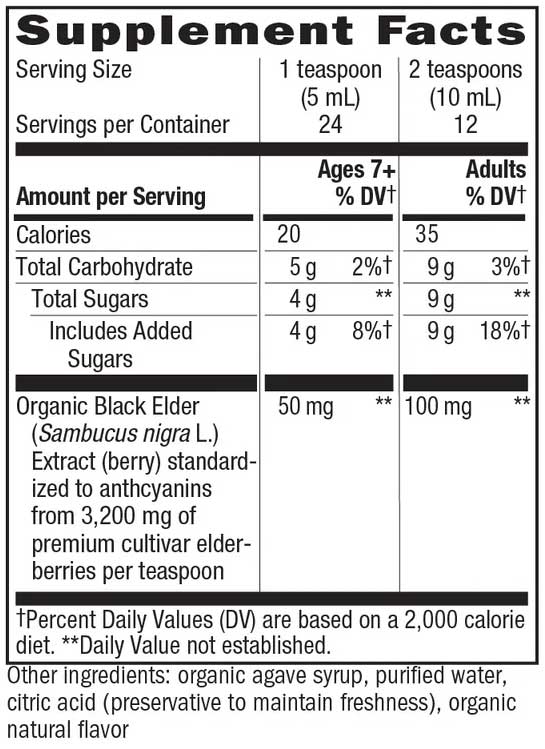 Nature's Way Sambucus Organic Elderberry Syrup Ingredients