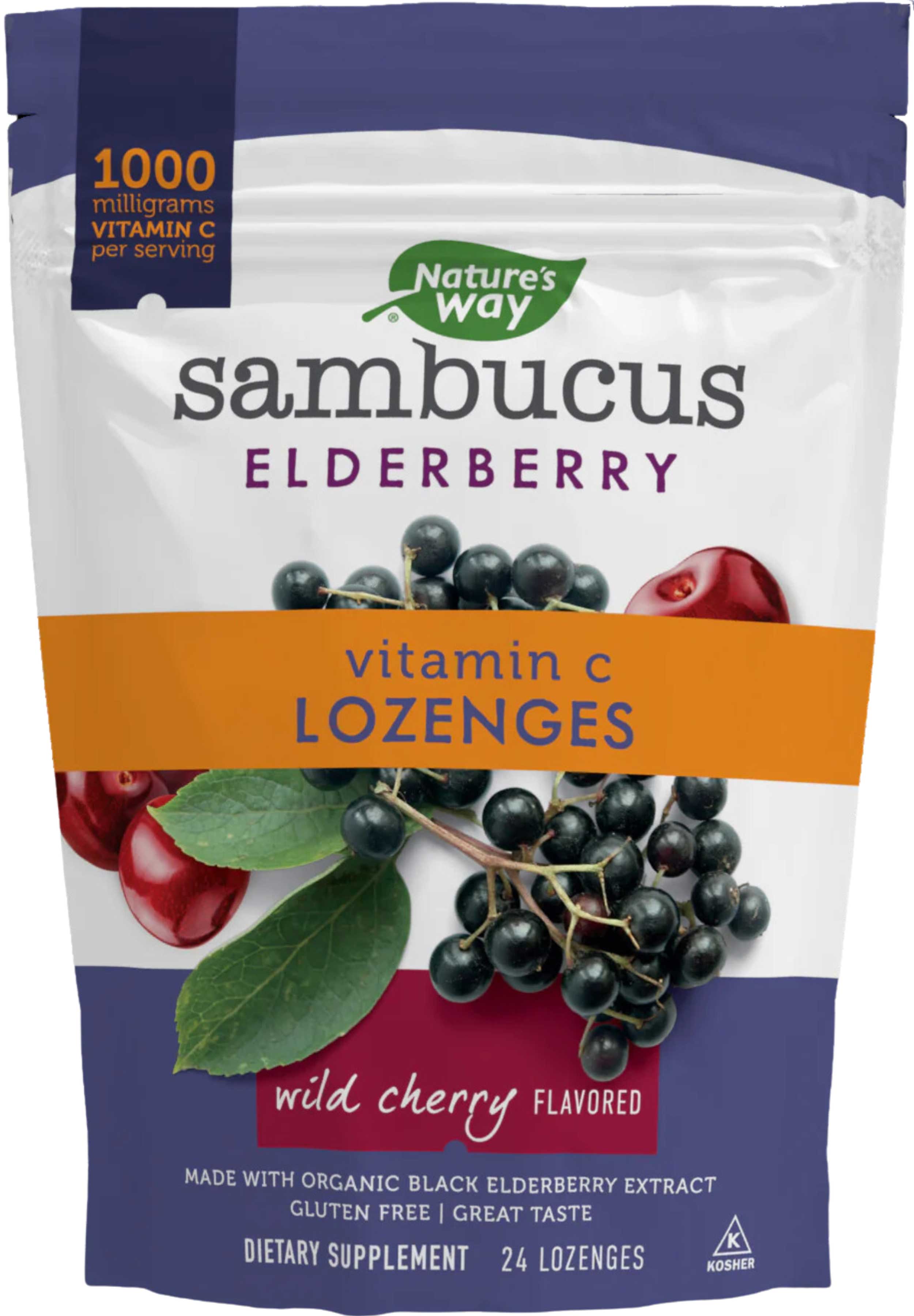 Nature's Way Sambucus Vitamin C Wild Cherry Lozenges