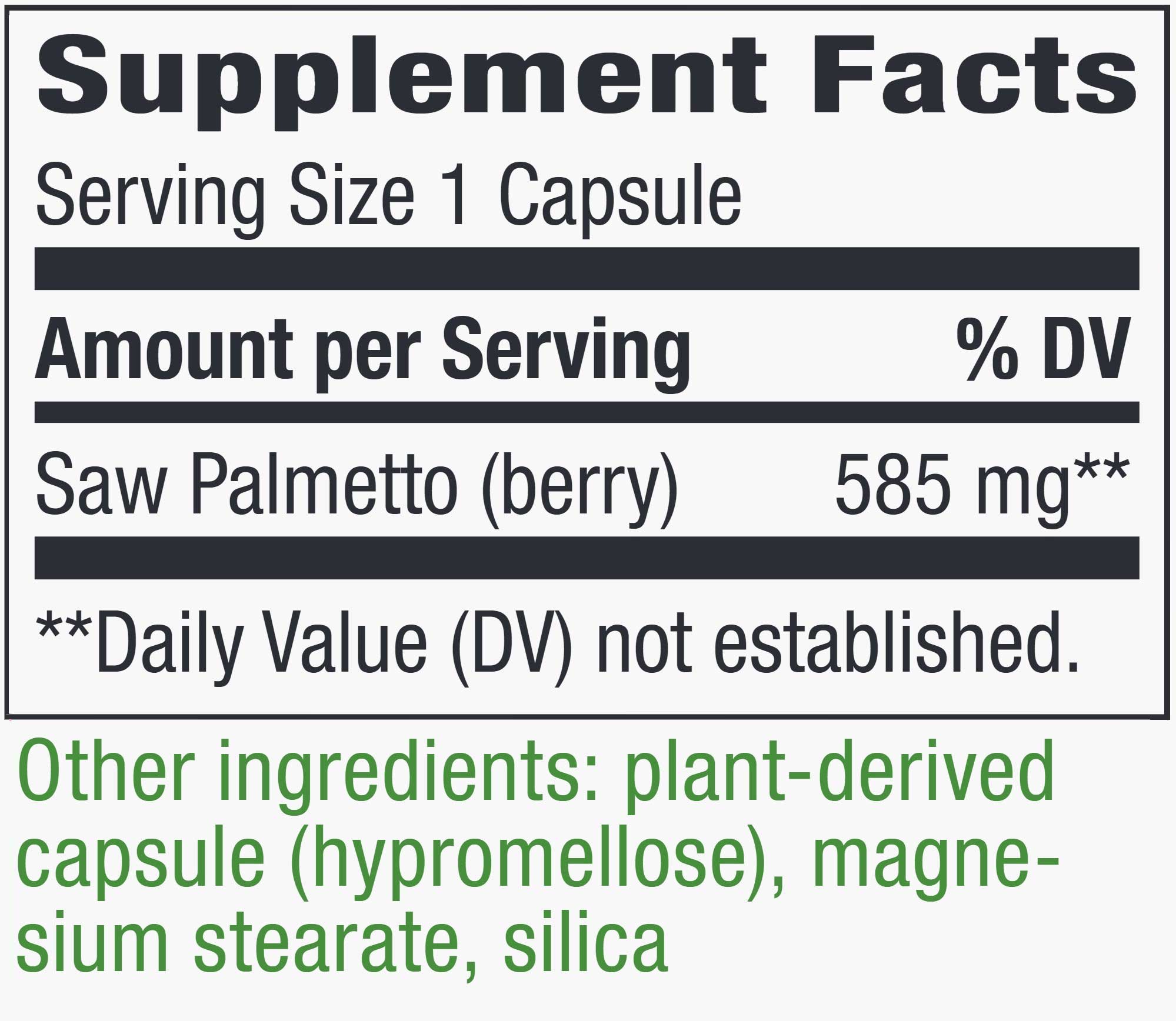 Nature's Way Saw Palmetto Berries Ingredients