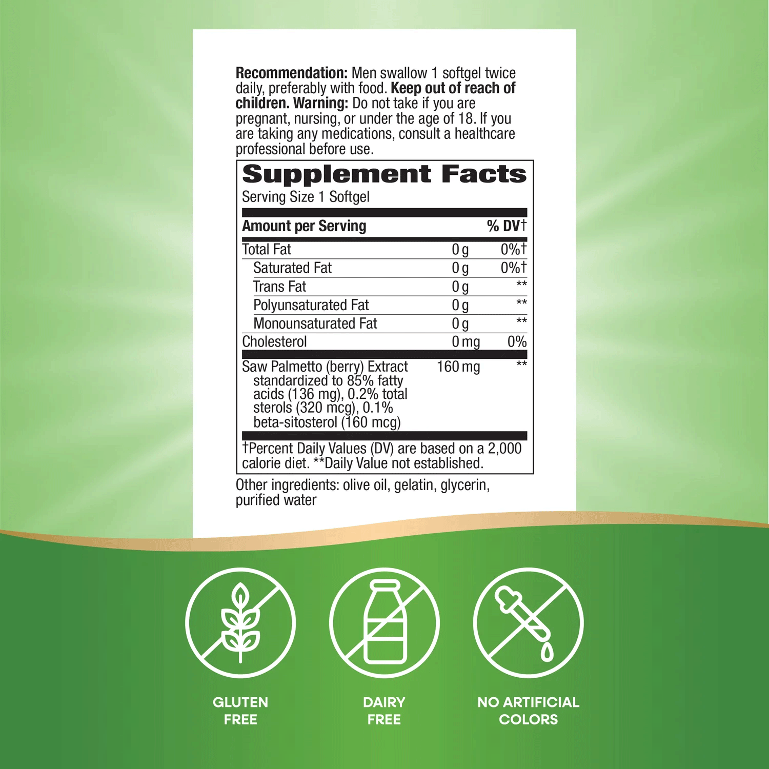 Nature's Way Saw Palmetto Standardized Extract Ingredients