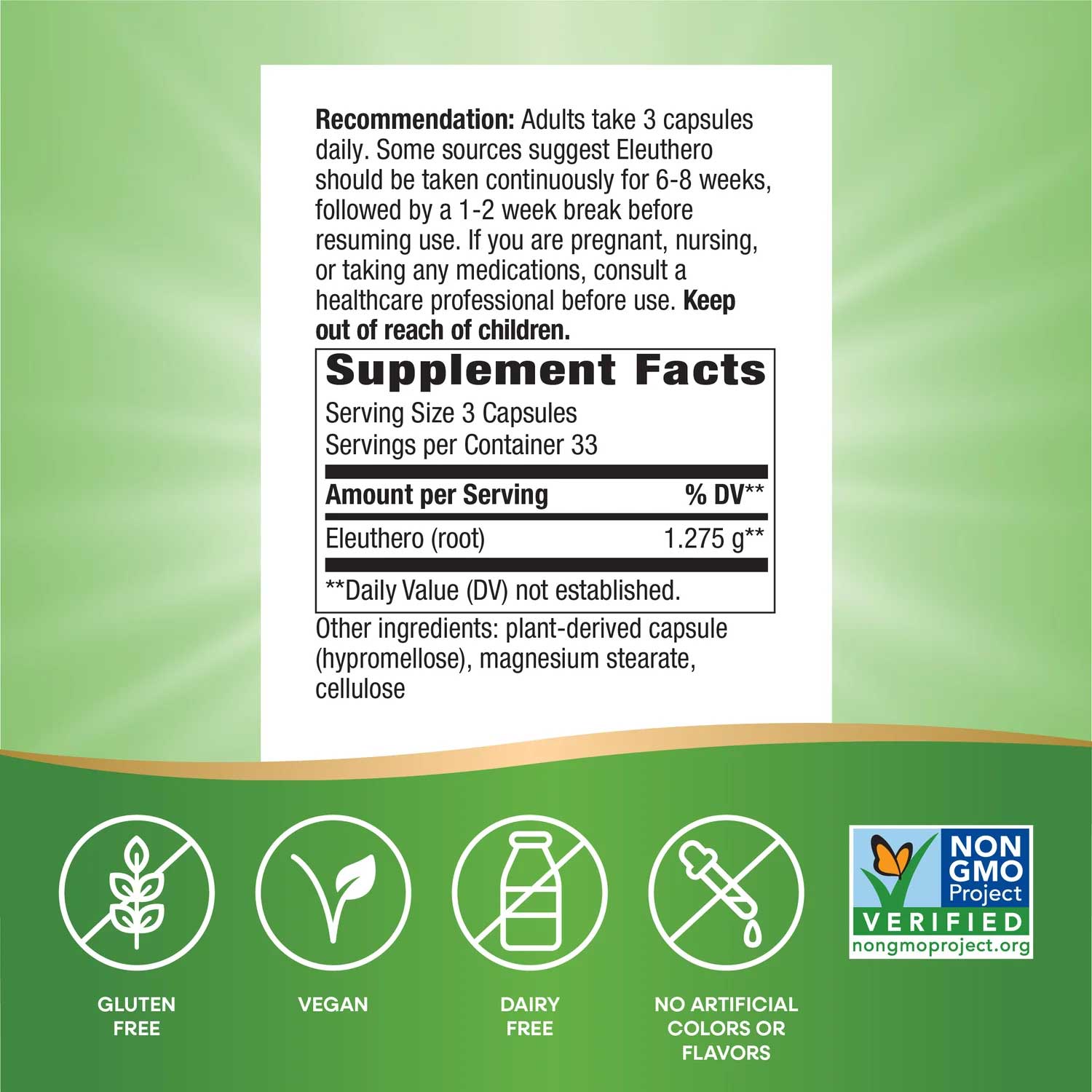 Nature's Way Siberian Eleuthero Root Ingredients