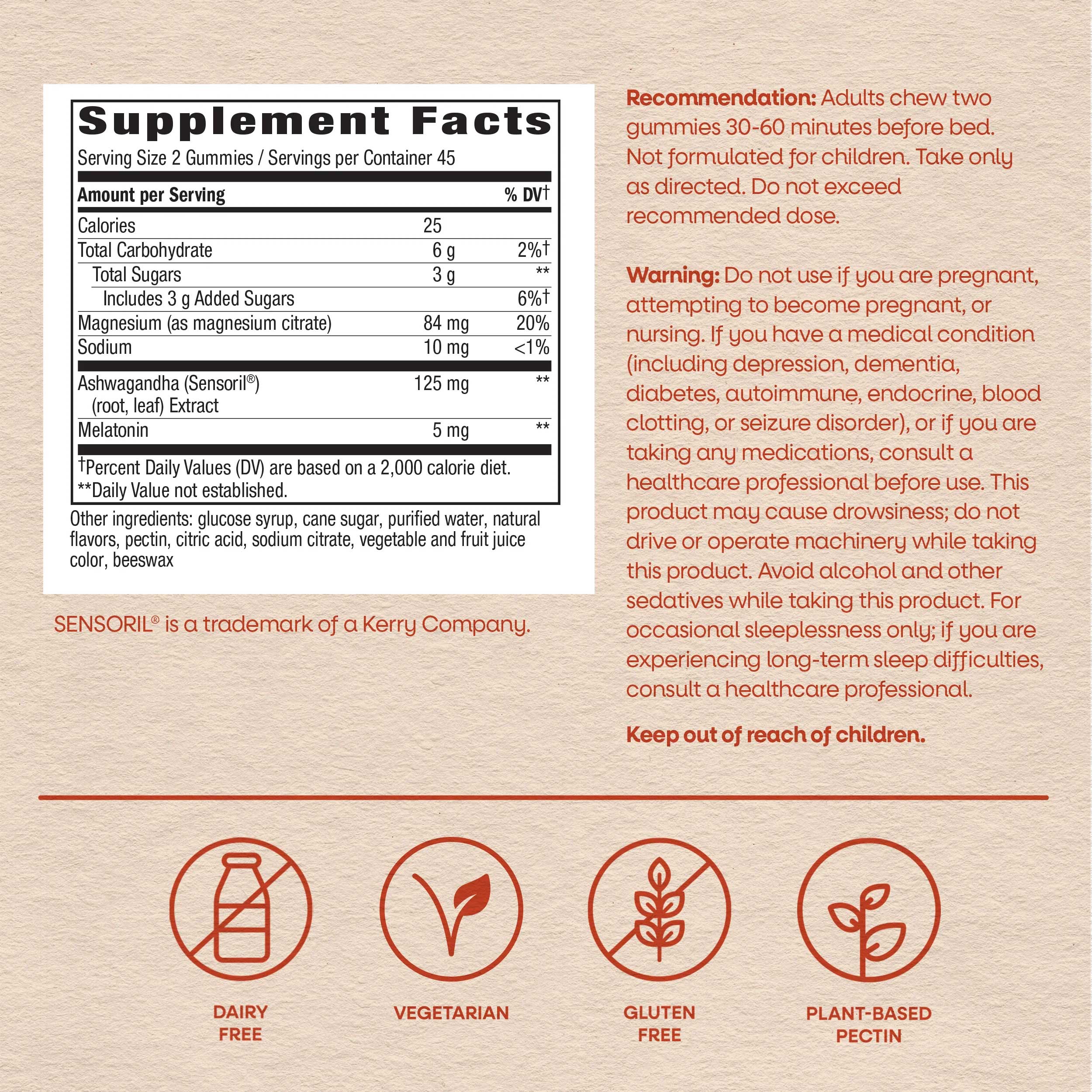Nature's Way Sleep Well Gummies Ingredients