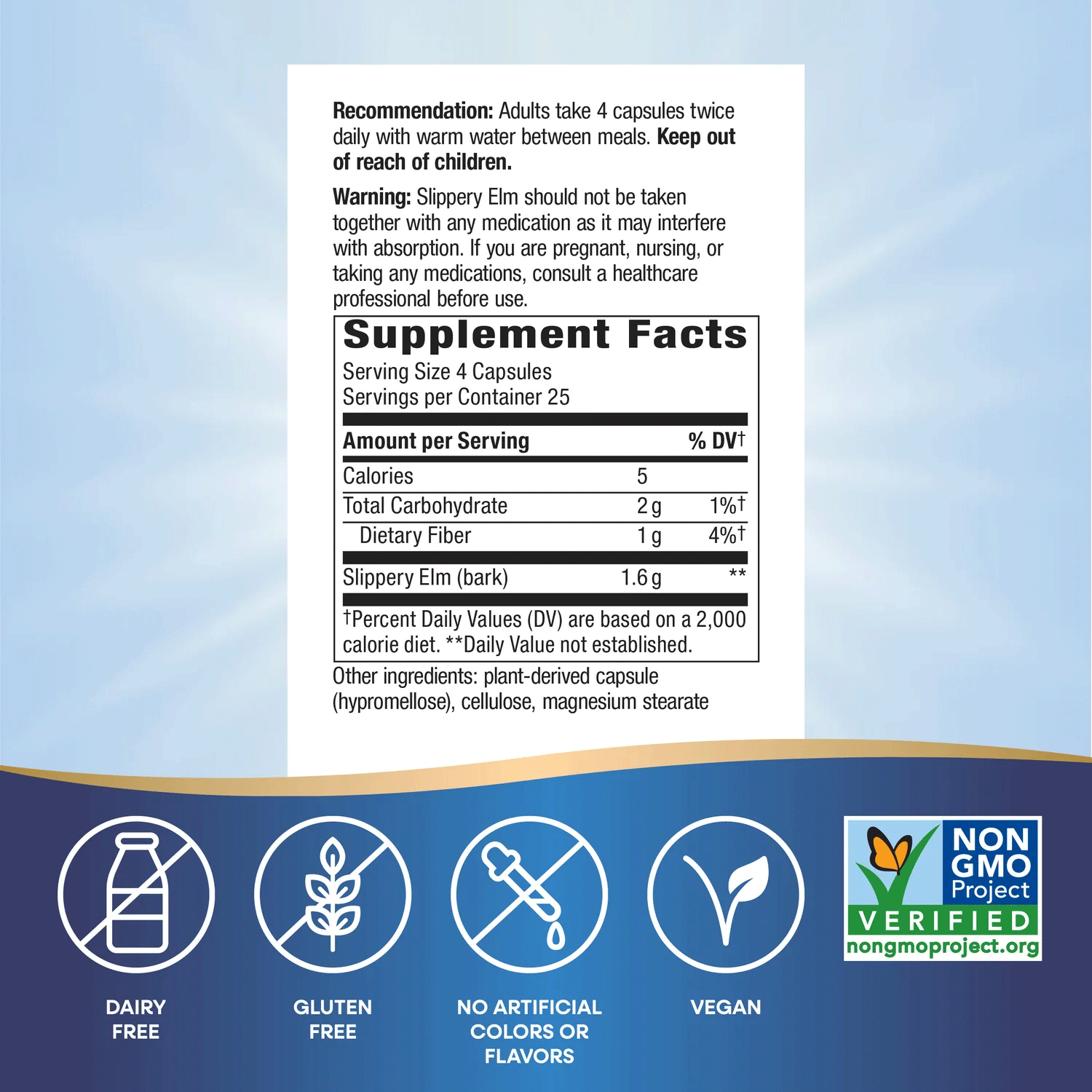 Nature's Way Slippery Elm Bark Ingredients