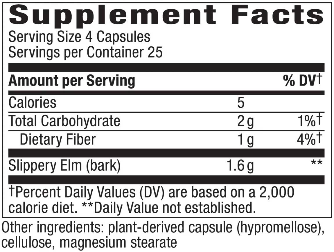 Nature's Way Slippery Elm Bark Ingredients