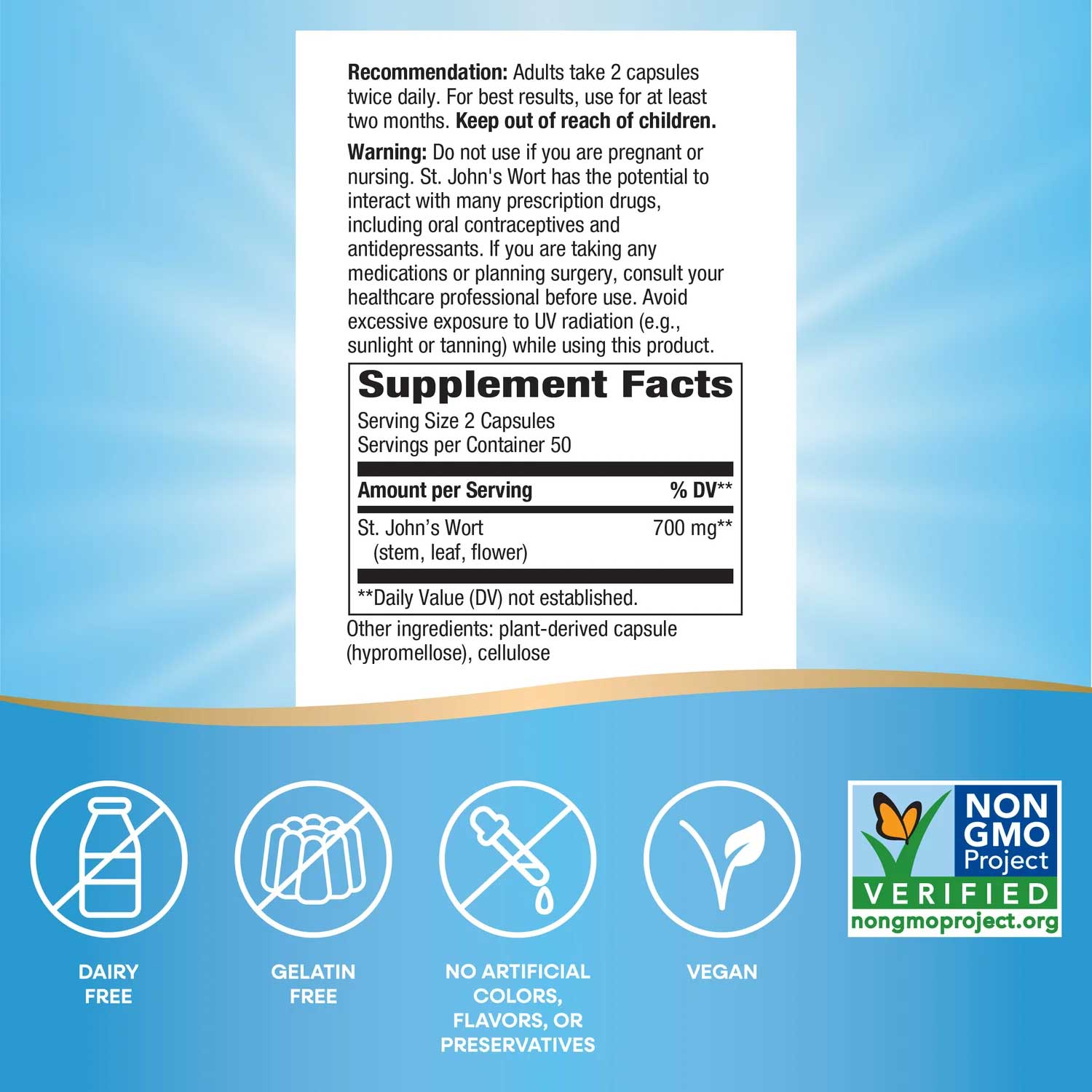 Nature's Way St. John’s Wort Herb Ingredients