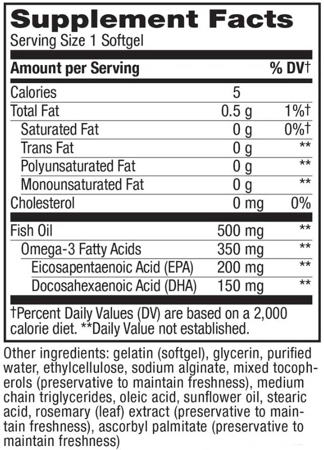 Nature's Way Super Fisol Fish Oil Ingredients