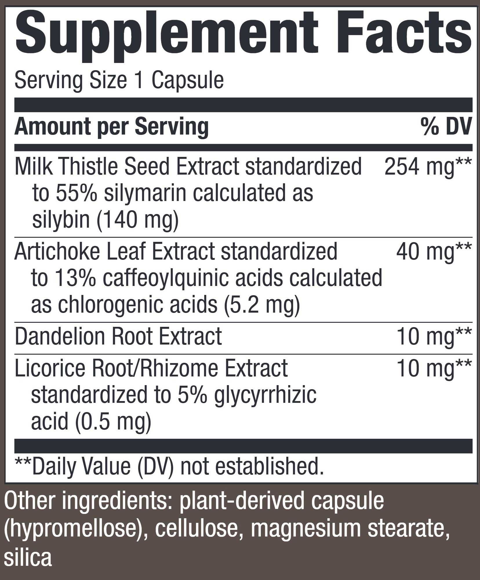 Nature's Way Super Milk Thistle Ingredients