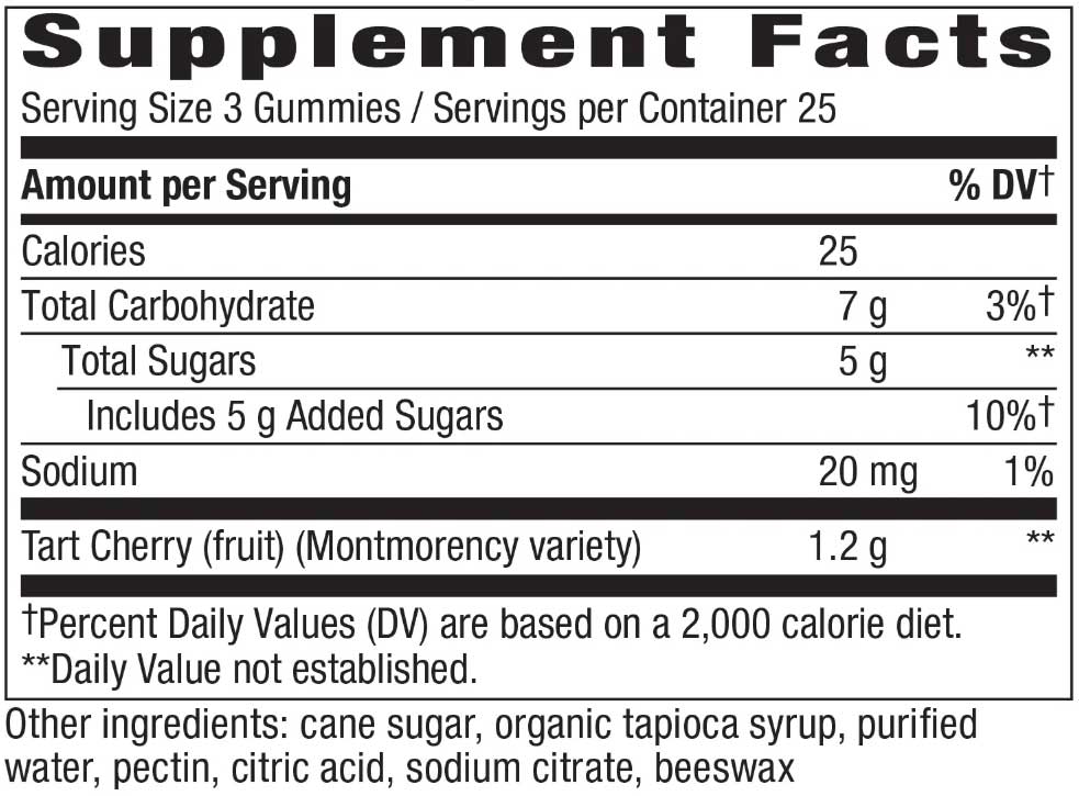 Nature's Way Tart Cherry Ultra Gummies Ingredients