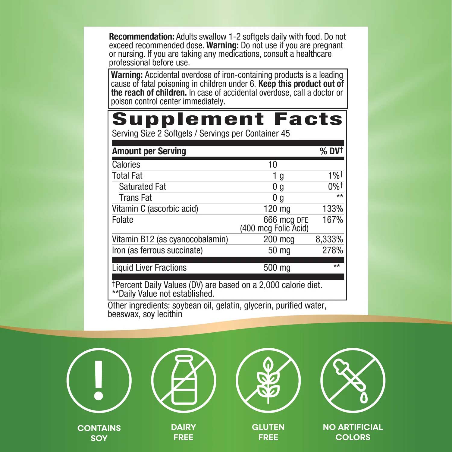 Nature's Way Ultimate Iron Ingredients