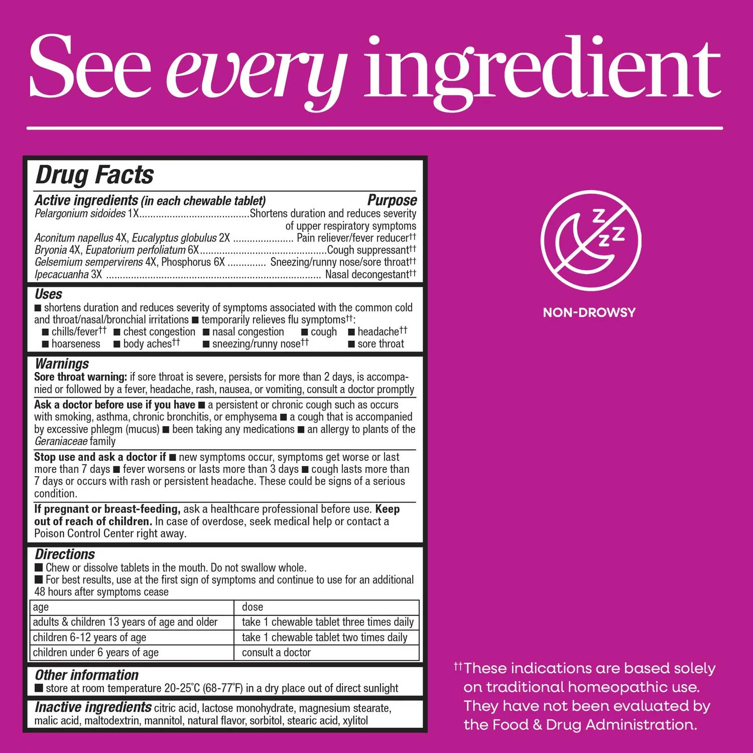 Nature's Way Umcka Cold & Flu Relief Chewables (Orange) Ingredients
