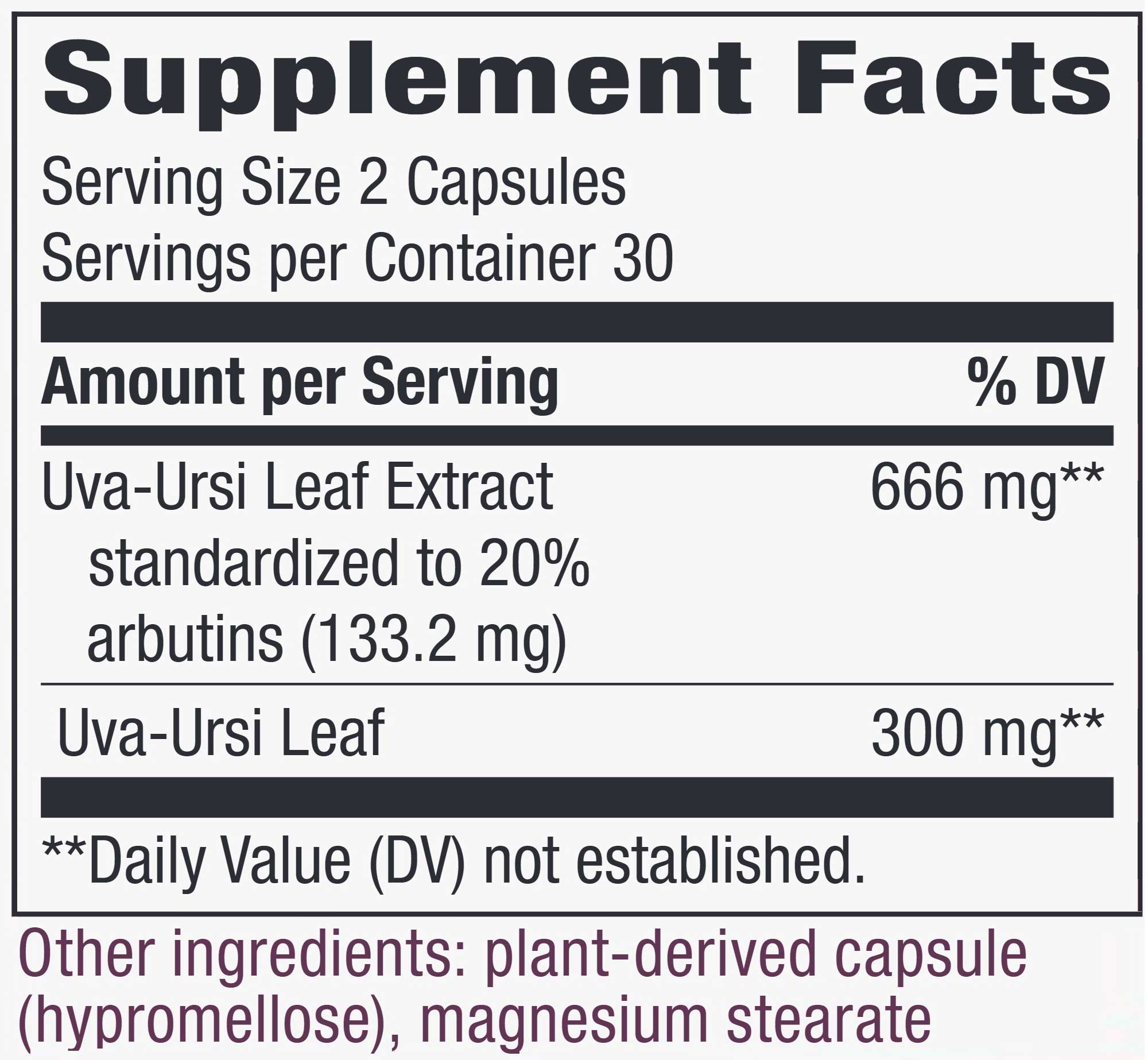 Nature's Way Uva Ursi Premium Extract Ingredients