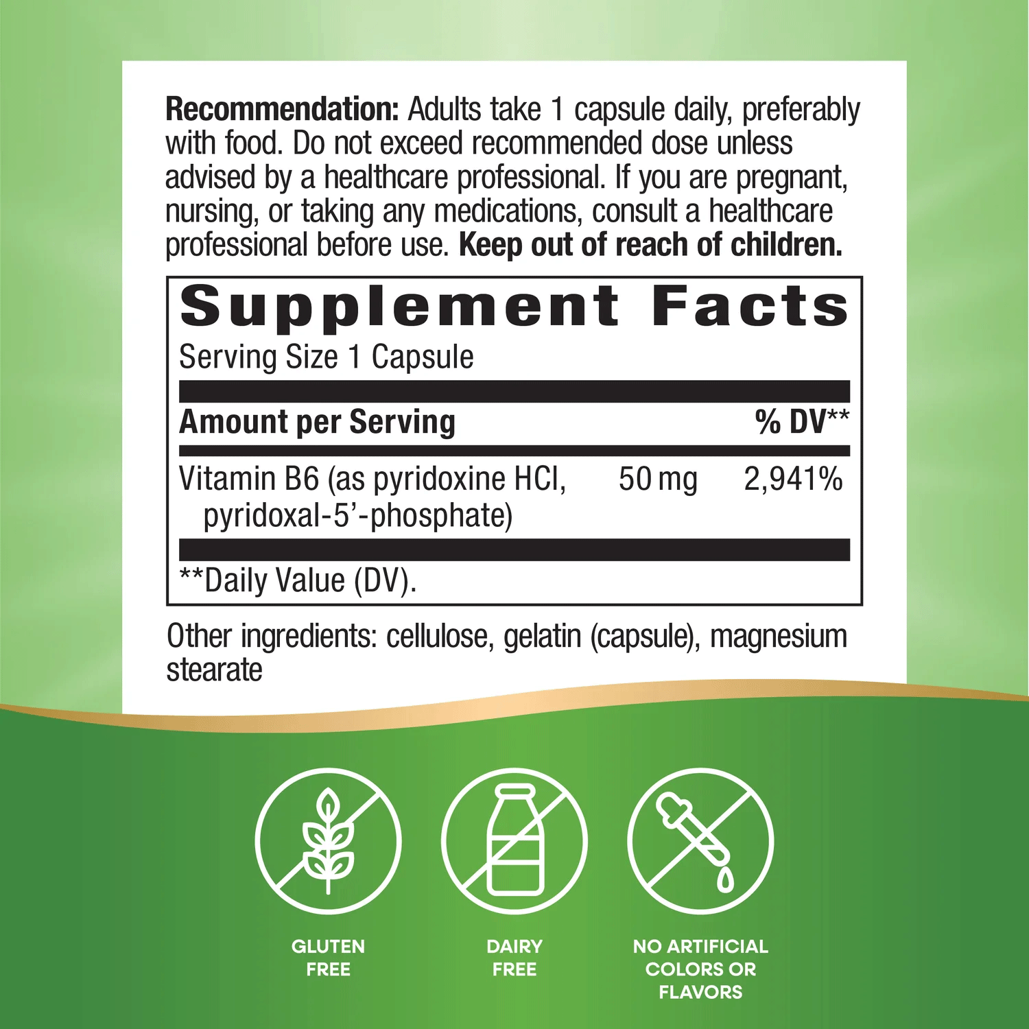 Nature's Way Vitamin B6 50 mg Ingredients