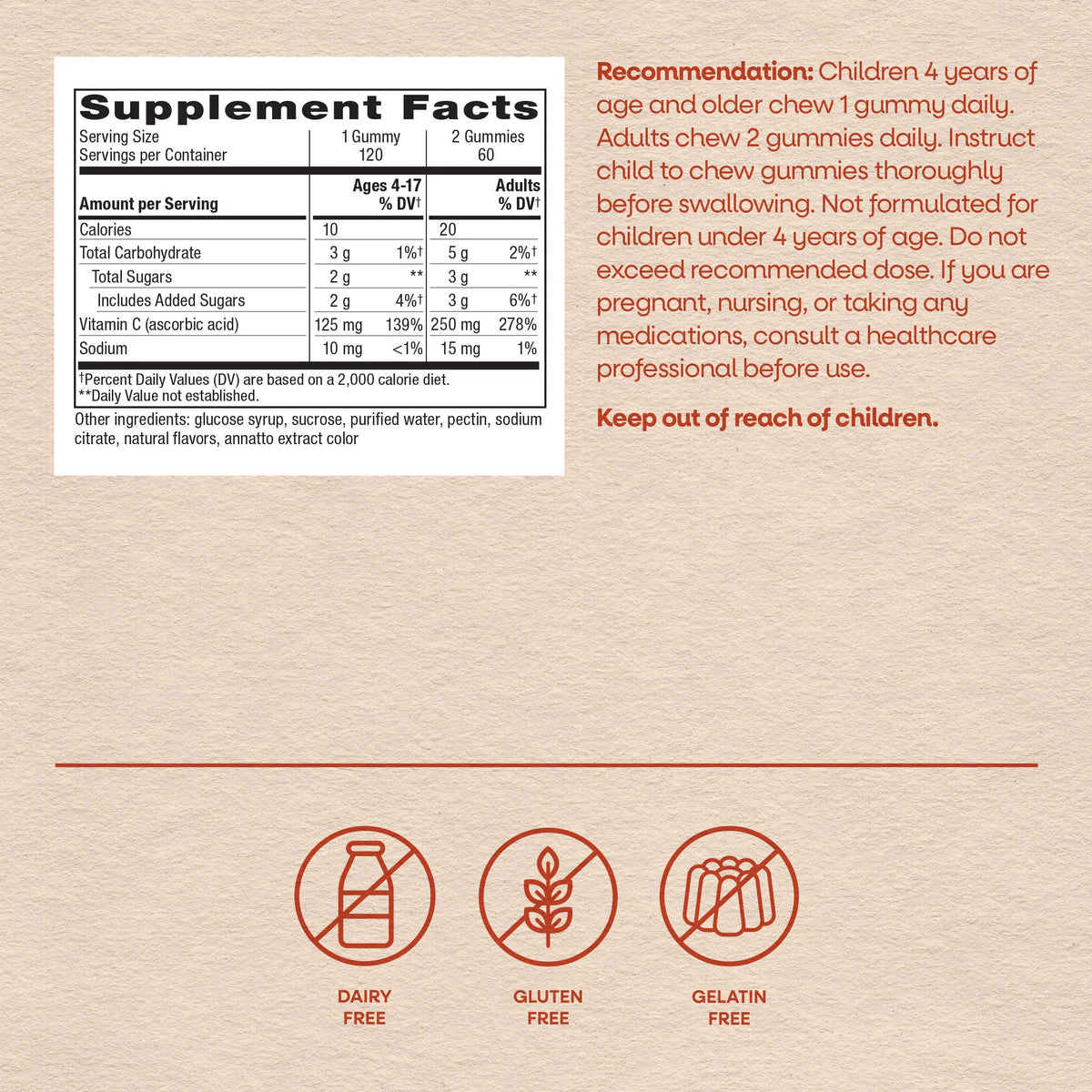Nature's Way Vitamin C Gummy Ingredients
