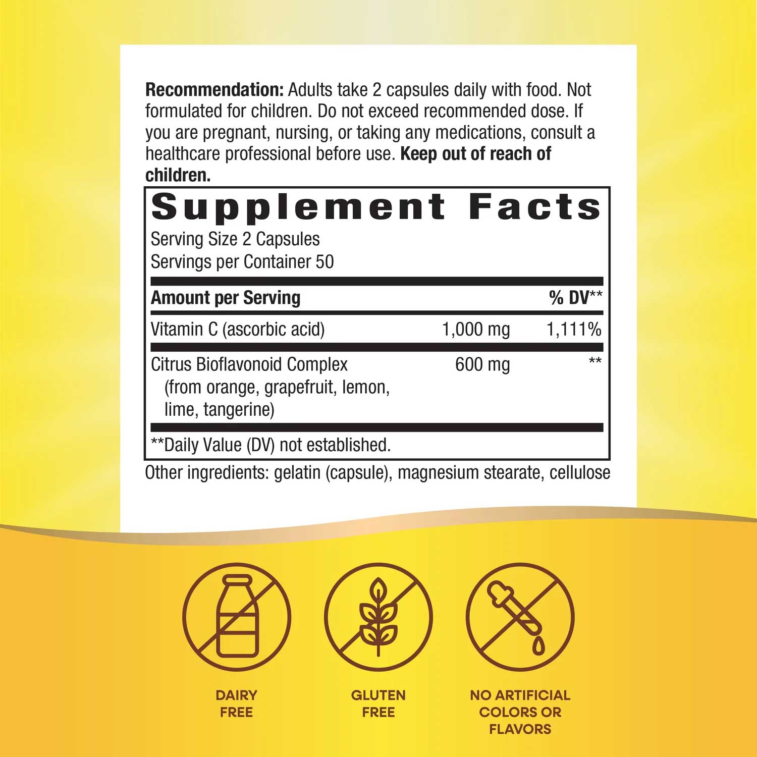 Nature's Way Vitamin C with Bioflavonoids Ingredients