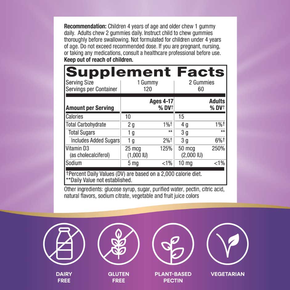 Nature's Way Vitamin D3 Gummies Ingredients